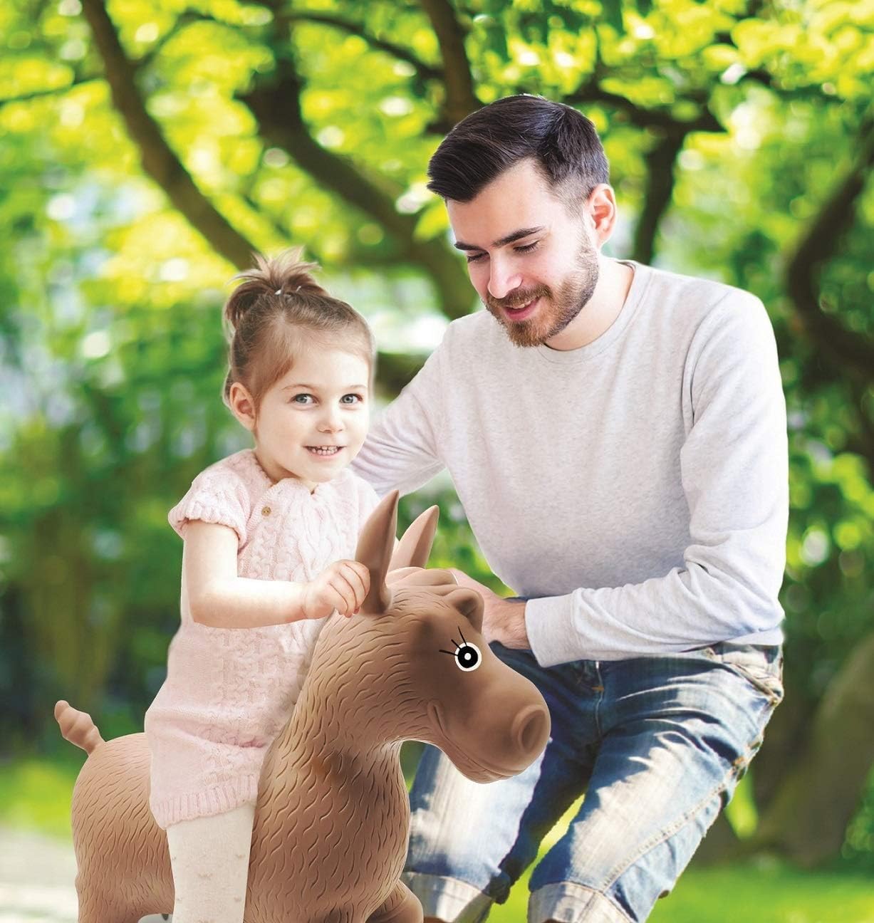 Aufblasbares Hüpf-Pony mit Pumpe und abnehmbarem Bezug, Pony - Mit Hülle