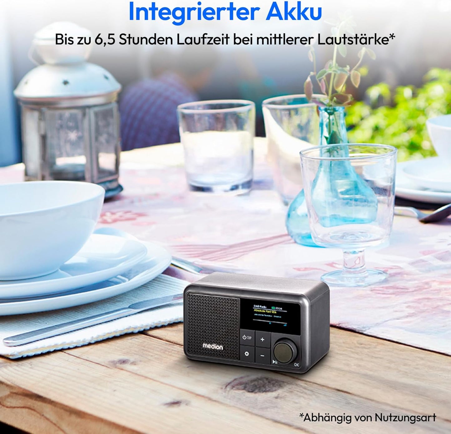 Tragbares Mini DAB+ Radio mit Bluetooth und Wecker, schwarz