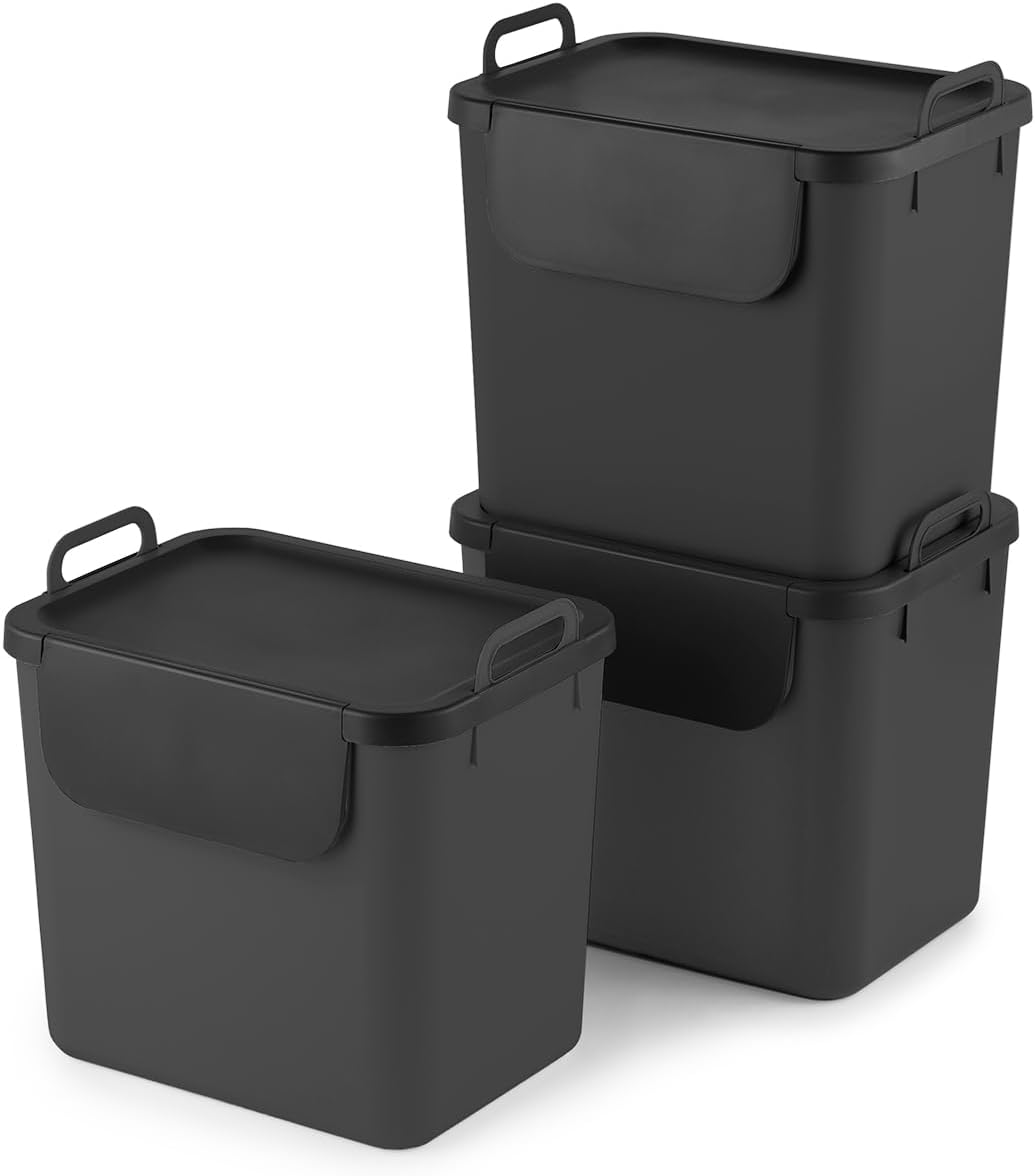 3-teiliges Mülltrennsystem, anthrazit