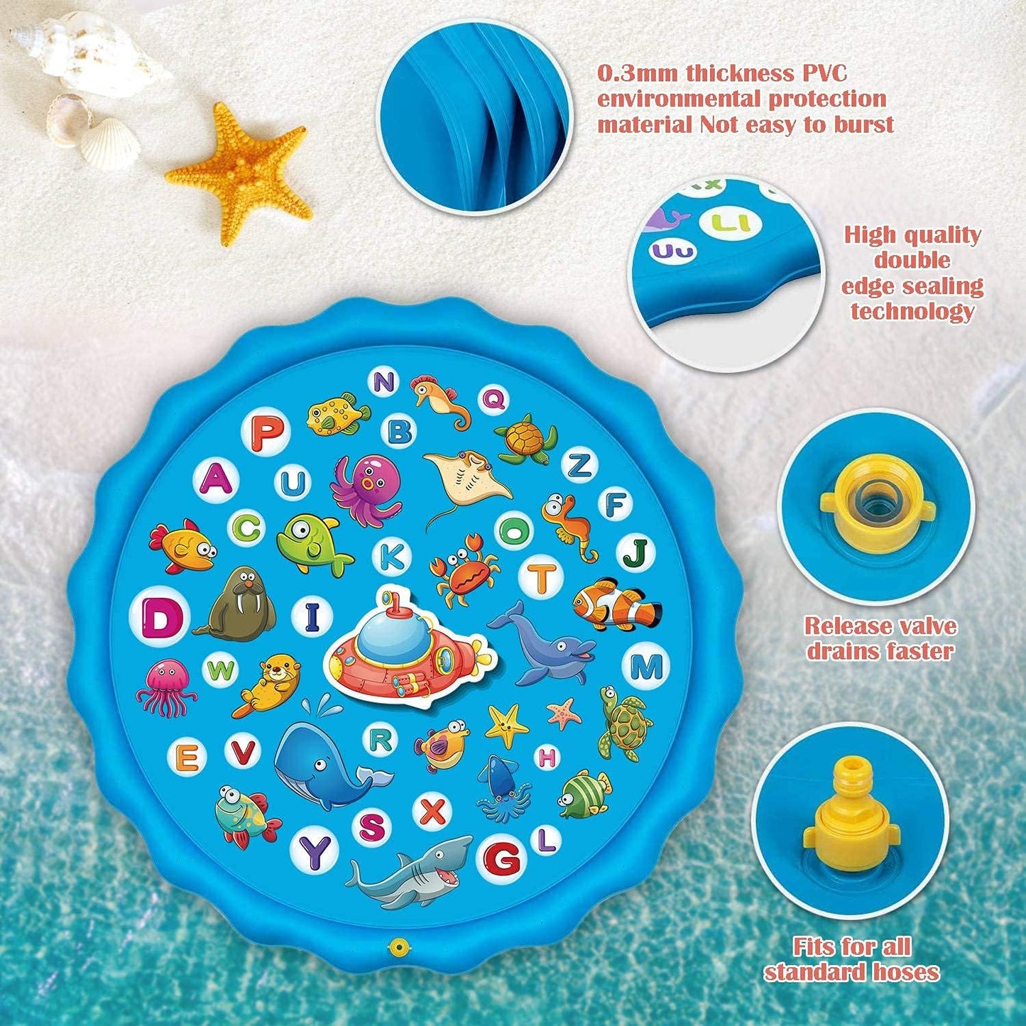 Grosse Sprinkler-Wasserspielmatte, 170 cm