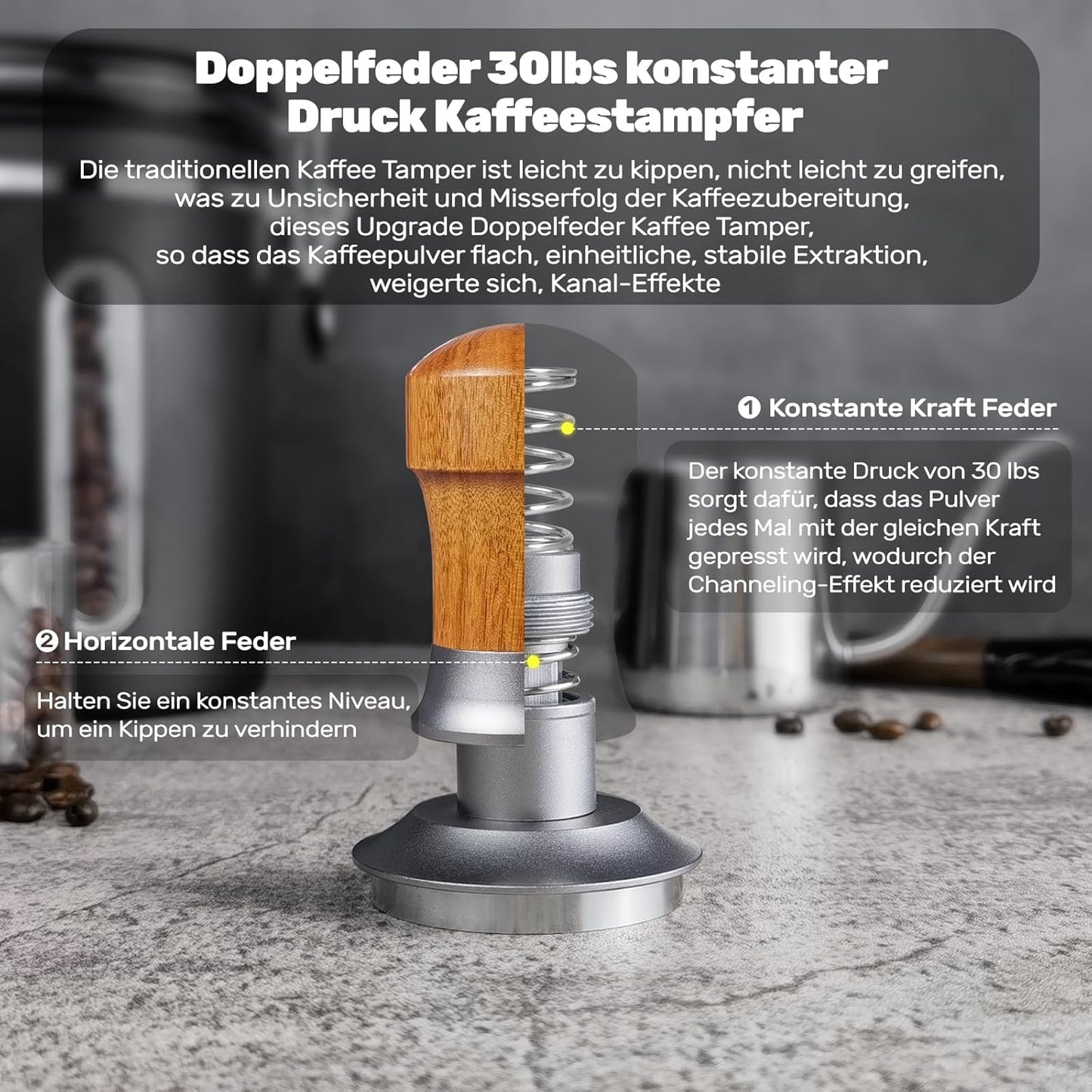 Kalibrierter Espresso-Tamper, Silber / 54mm