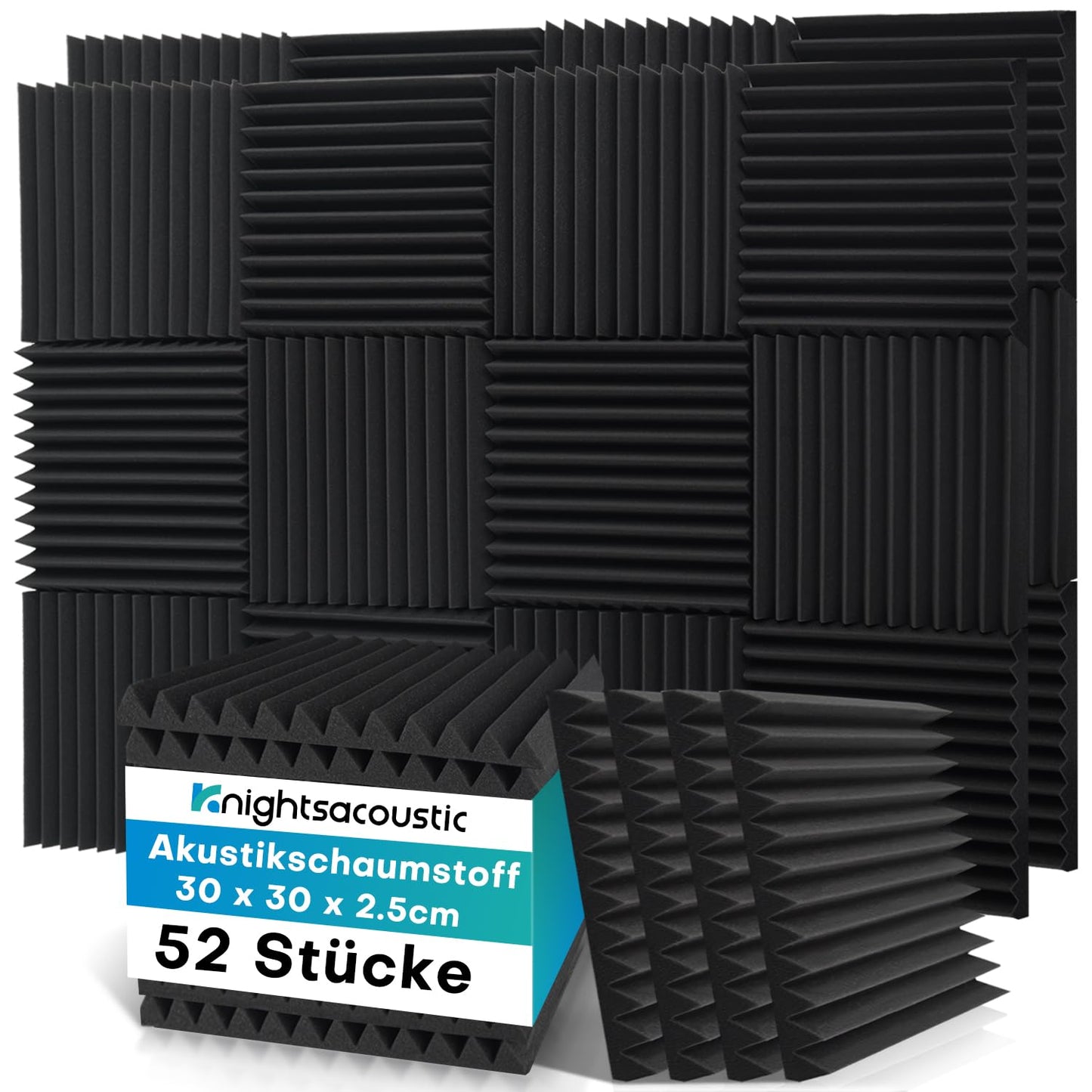 Akustikschaumstoffplatten Set, 52 Stück 2.5CM