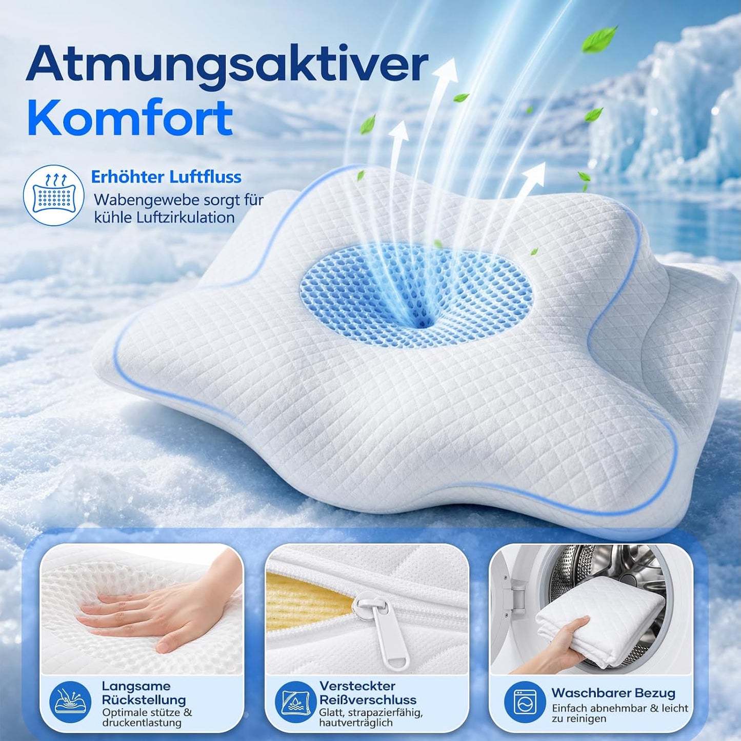 Ergonomisches Nackenstützkissen, Weiss