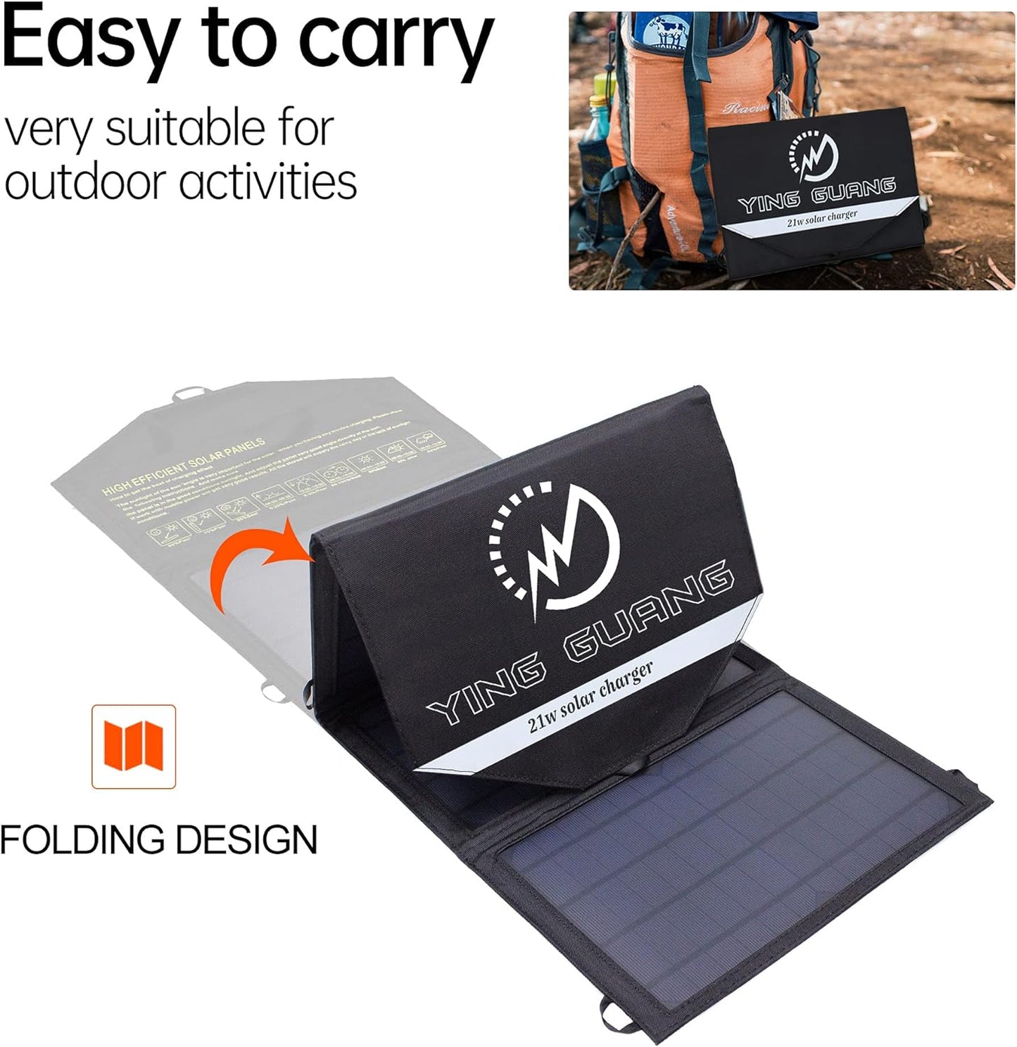 Solar-Ladegerät, 21W-2 USB-Ausgangsanschlüssen