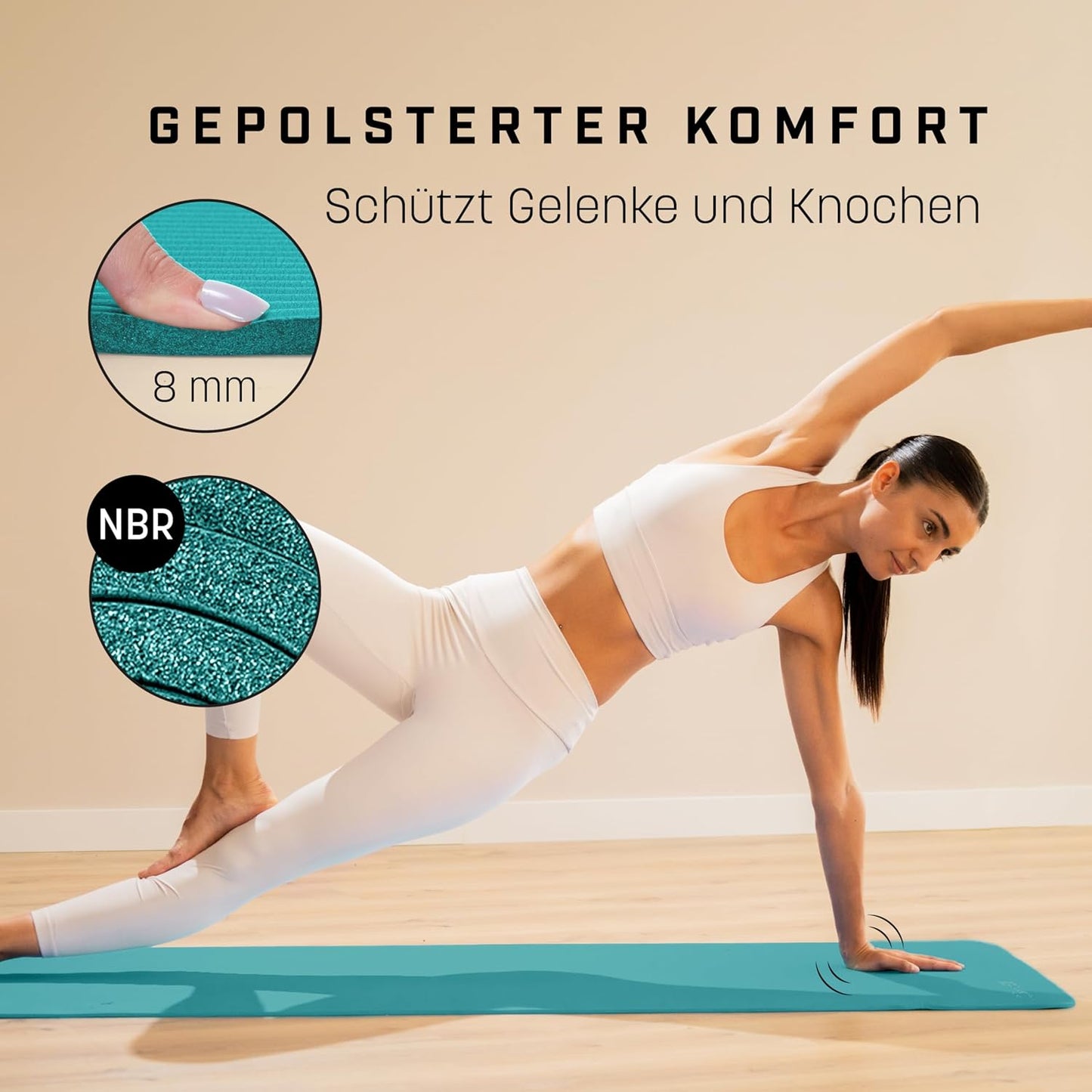 Rutschfeste Yogamatte, 183 x 60 cm, Turquoise