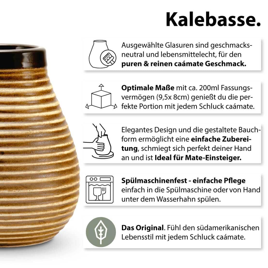 Mate Tee Set mit Keramikbecher und Bombilla, vintage