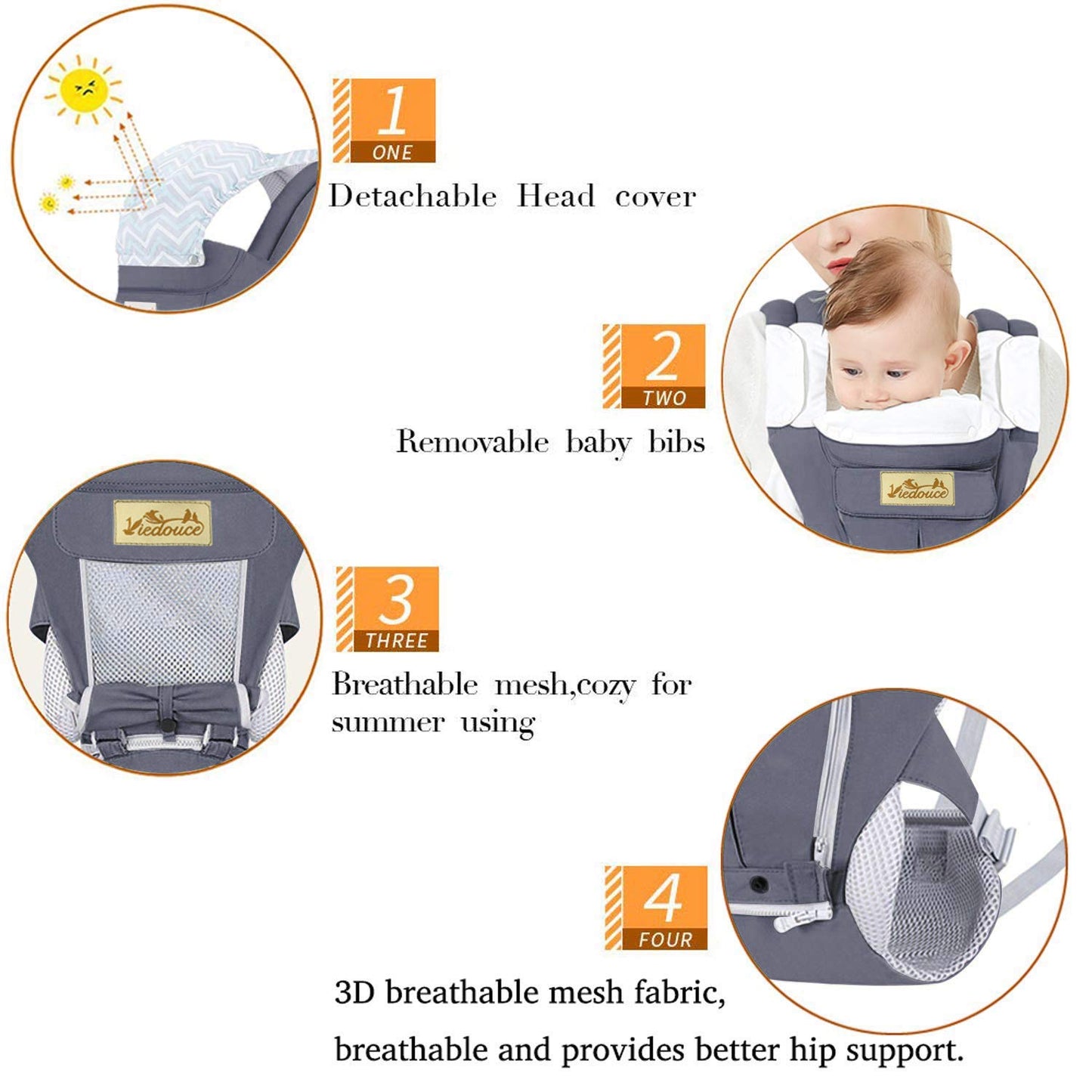 Ergonomische Babytrage mit Hüftsitz (3-48 Monate)