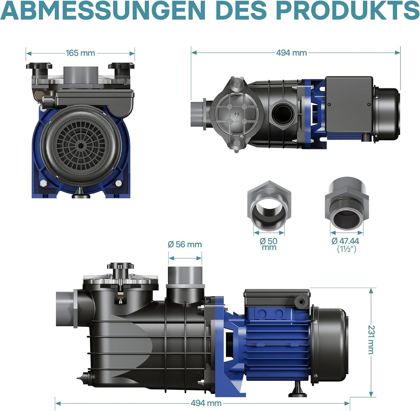 Schwimmbadpumpe, 13200 l/h 370 W
