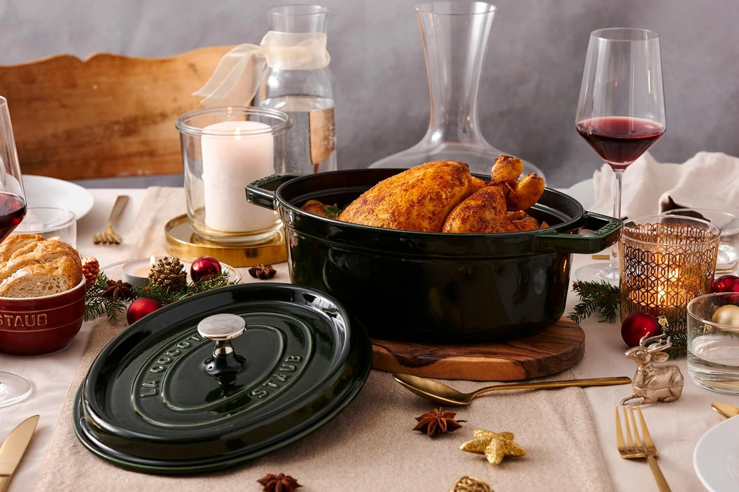 Gusseisen-Bräter Cocotte, 29 cm Basilikum/Grün