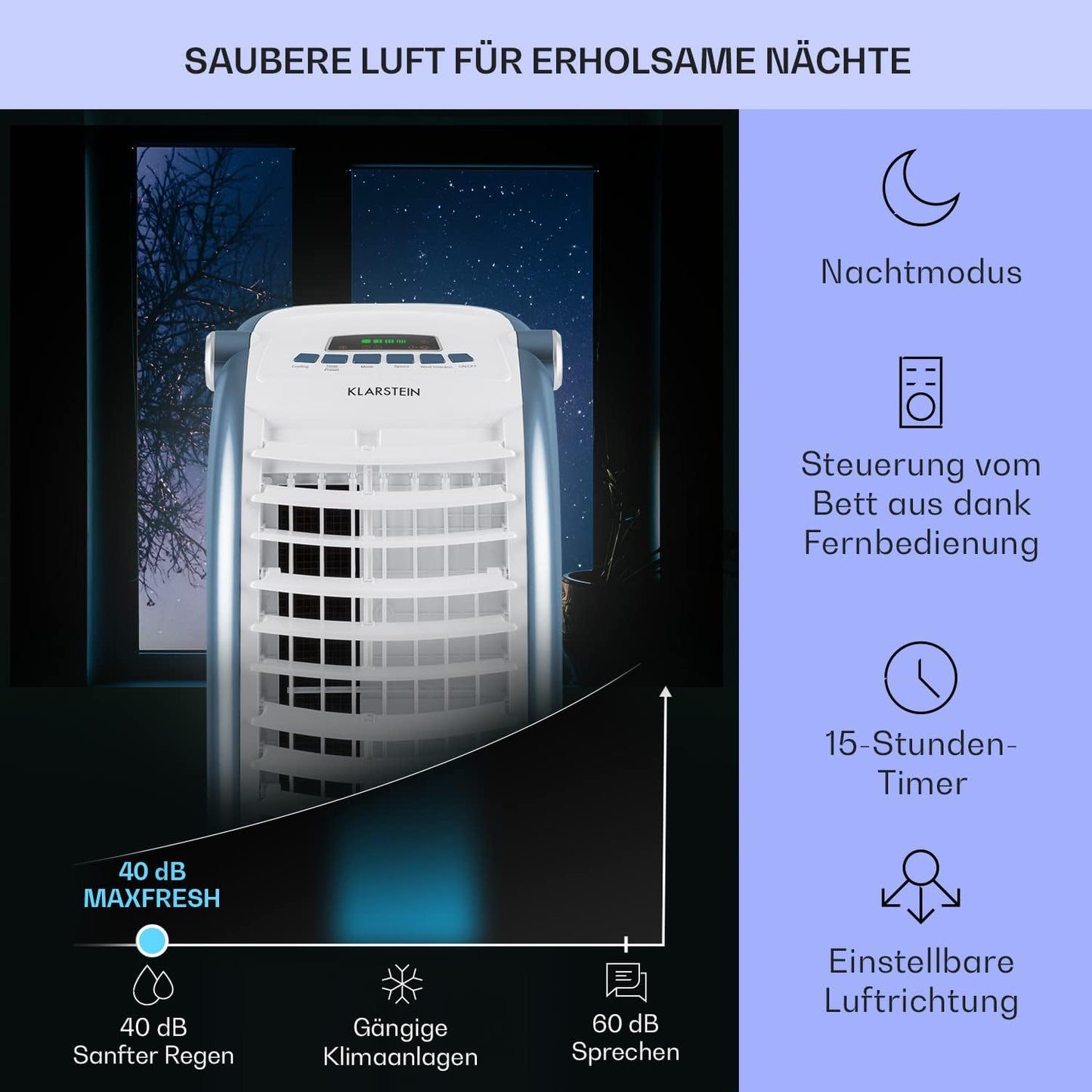 4-in-1 Verdunstungskühler, Weiss/Blau