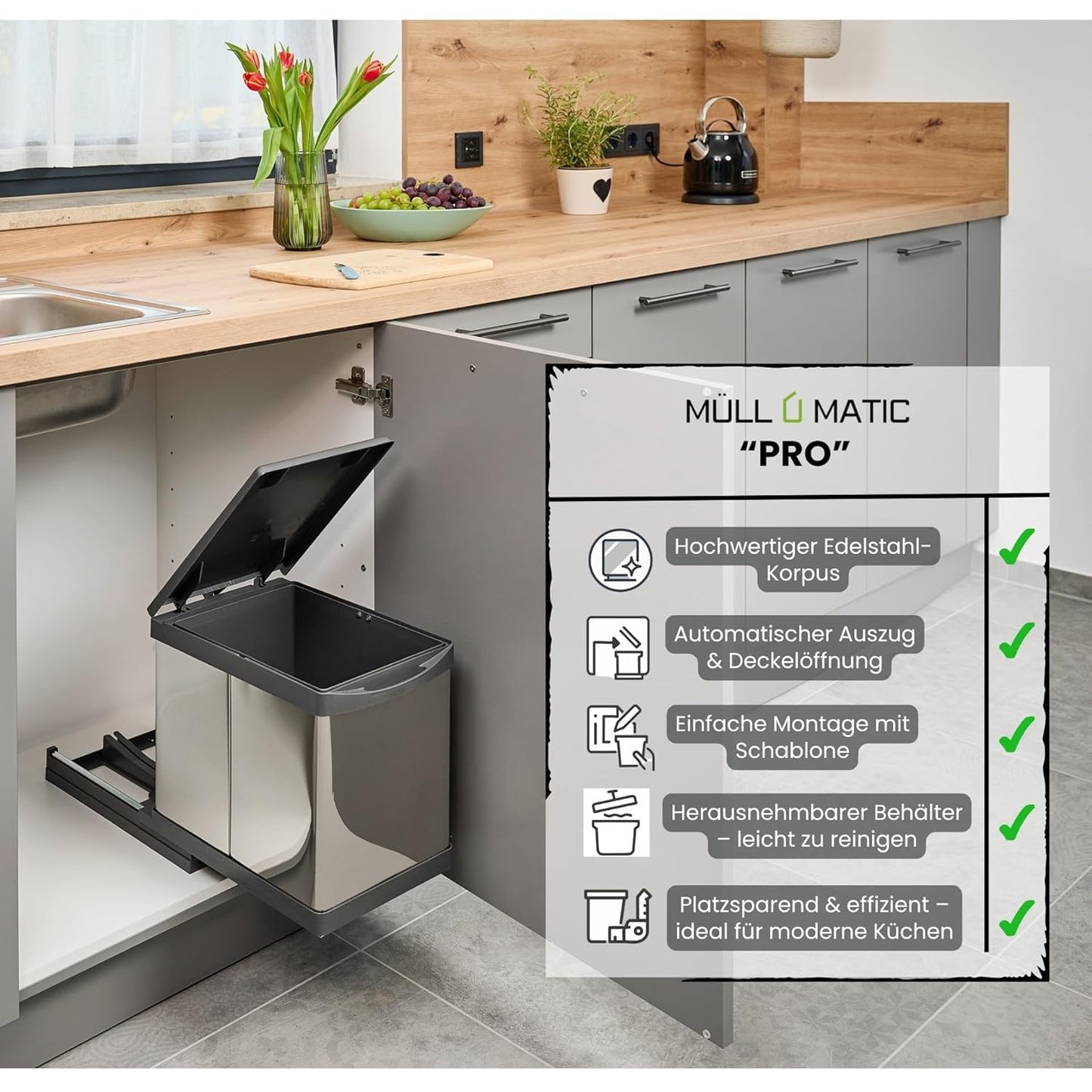 Ausziehbarer Küchen Mülleimer Müllomatic PRO 2 Mini, MINI 2