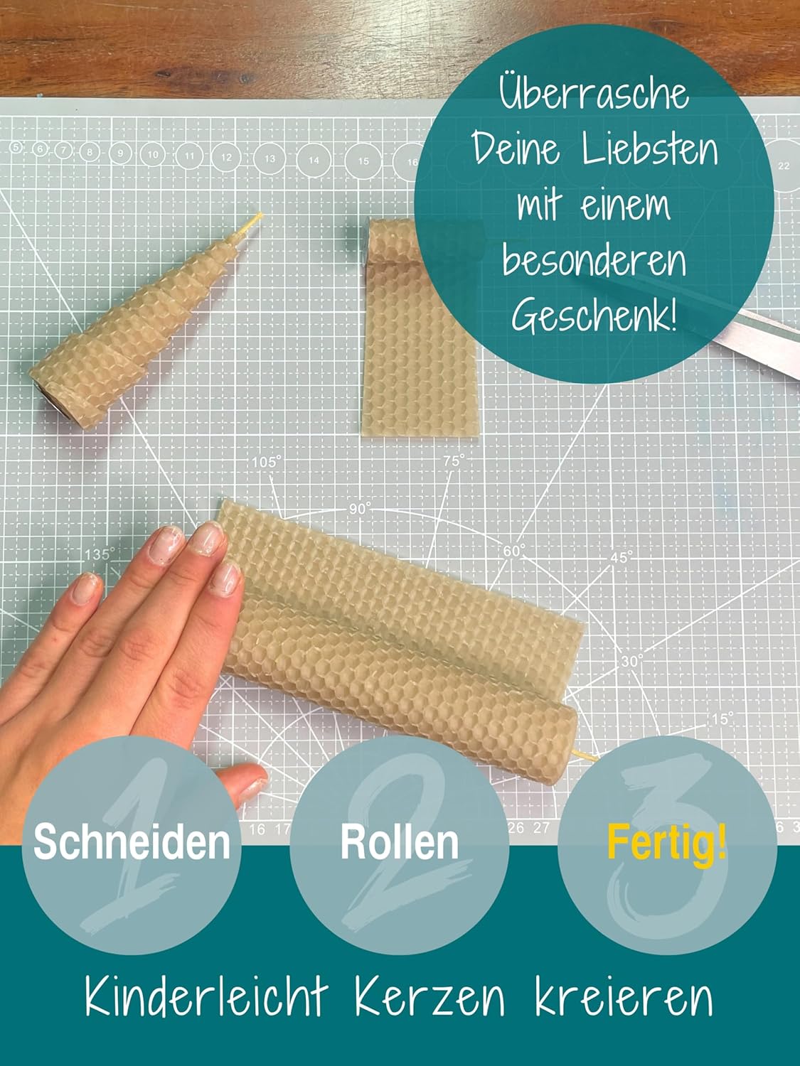 20er Set Bienenwachsplatten für Kerzenherstellung, Beige | 20 X 15 cm