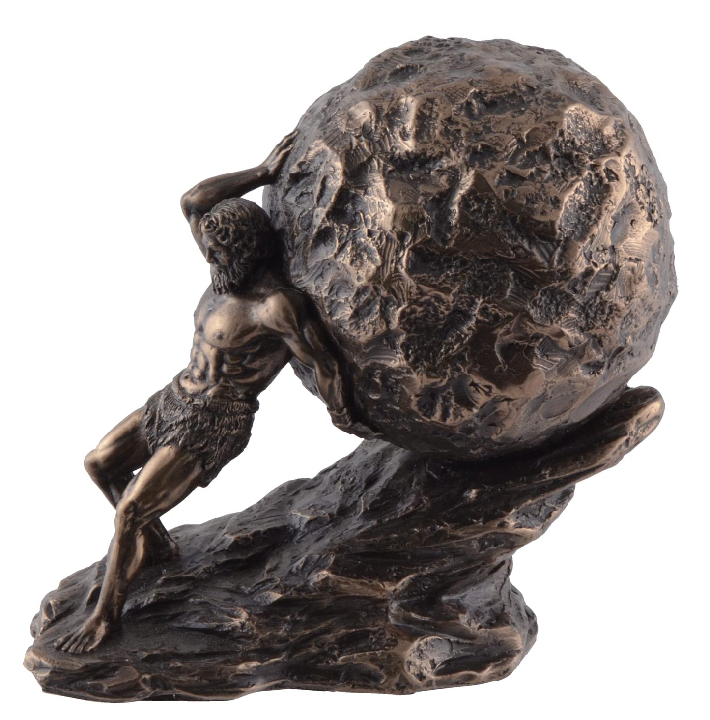 Sisyphus Skulptur bronziert - Griechische Legende mit Felsen