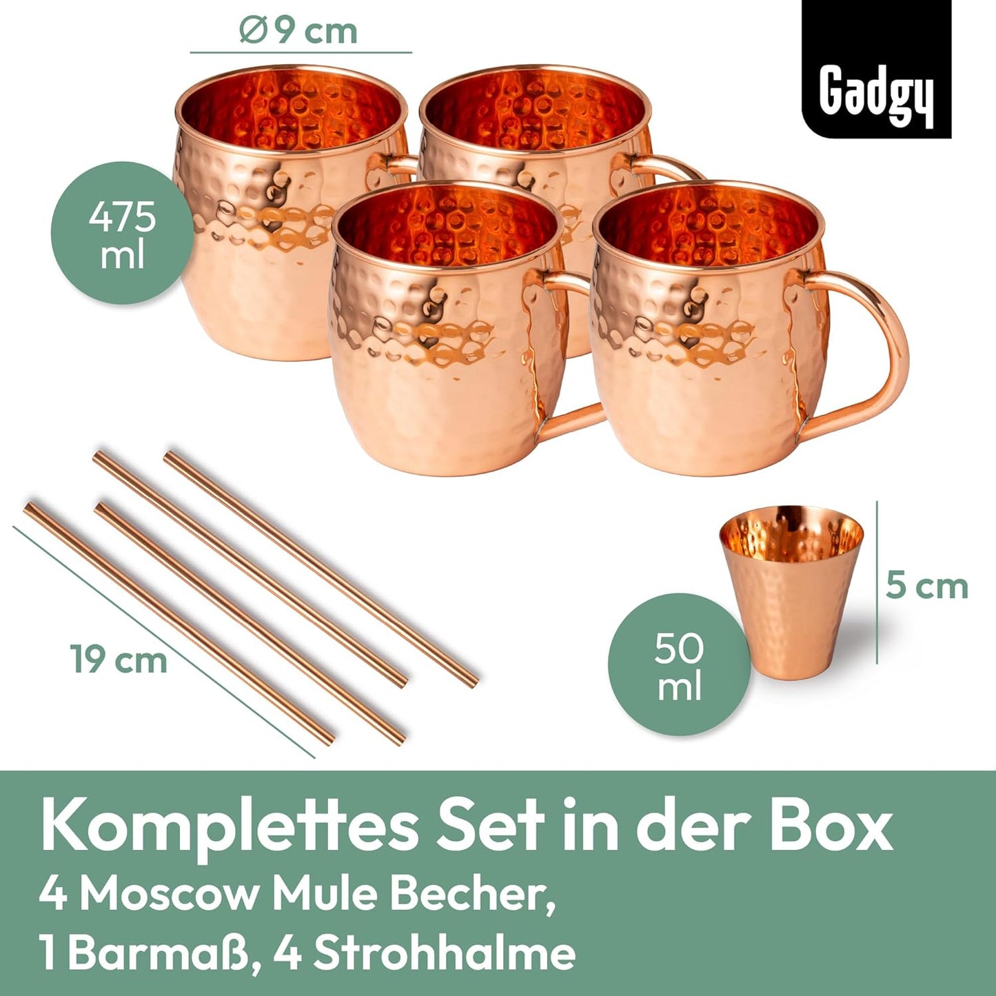 Multi Moscow Mule Cocktailgläser-Geschenkset, 9-teilig, Multi