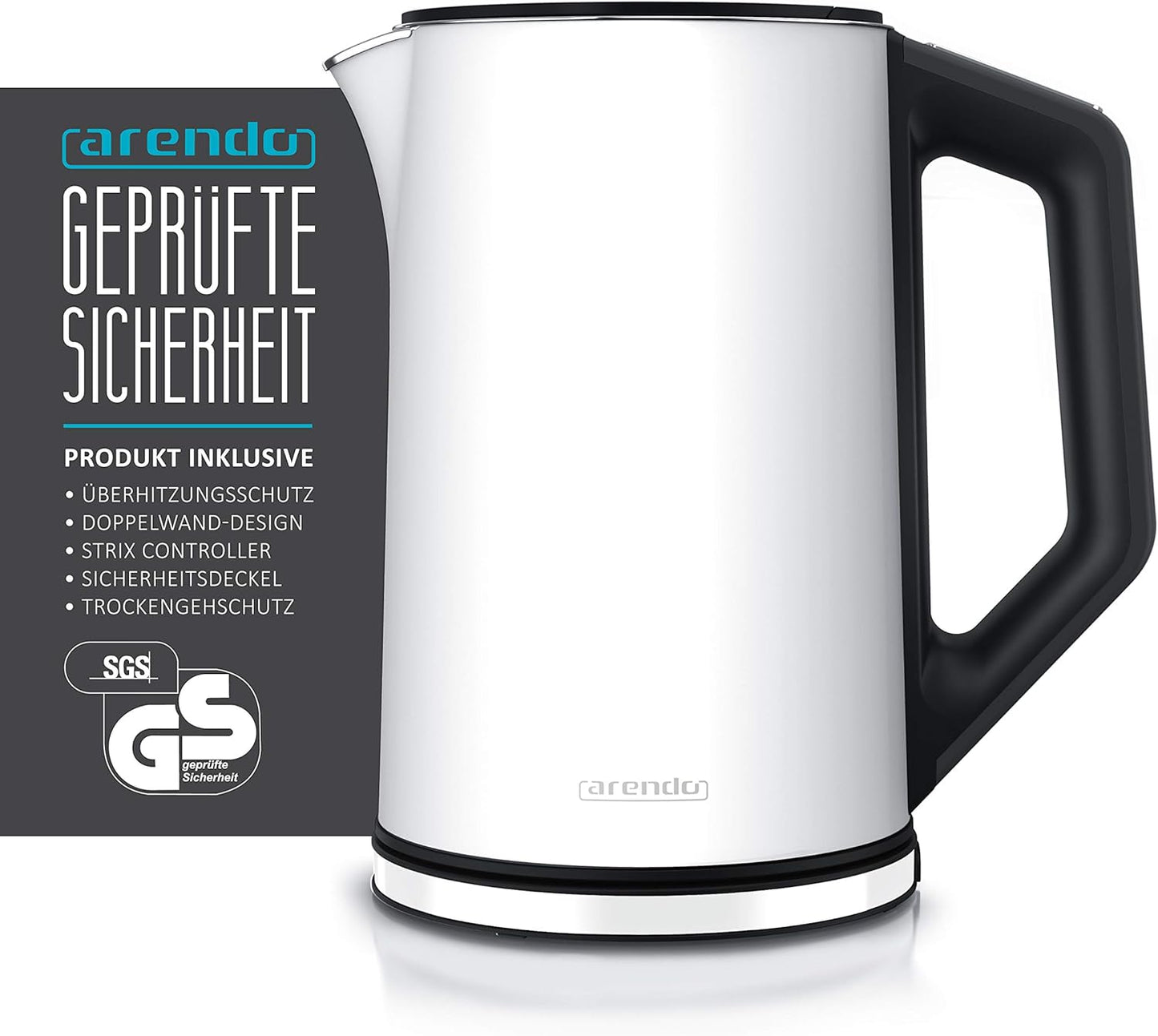 Edelstahl Wasserkocher mit Temperatureinstellung, C: Weiss Matt