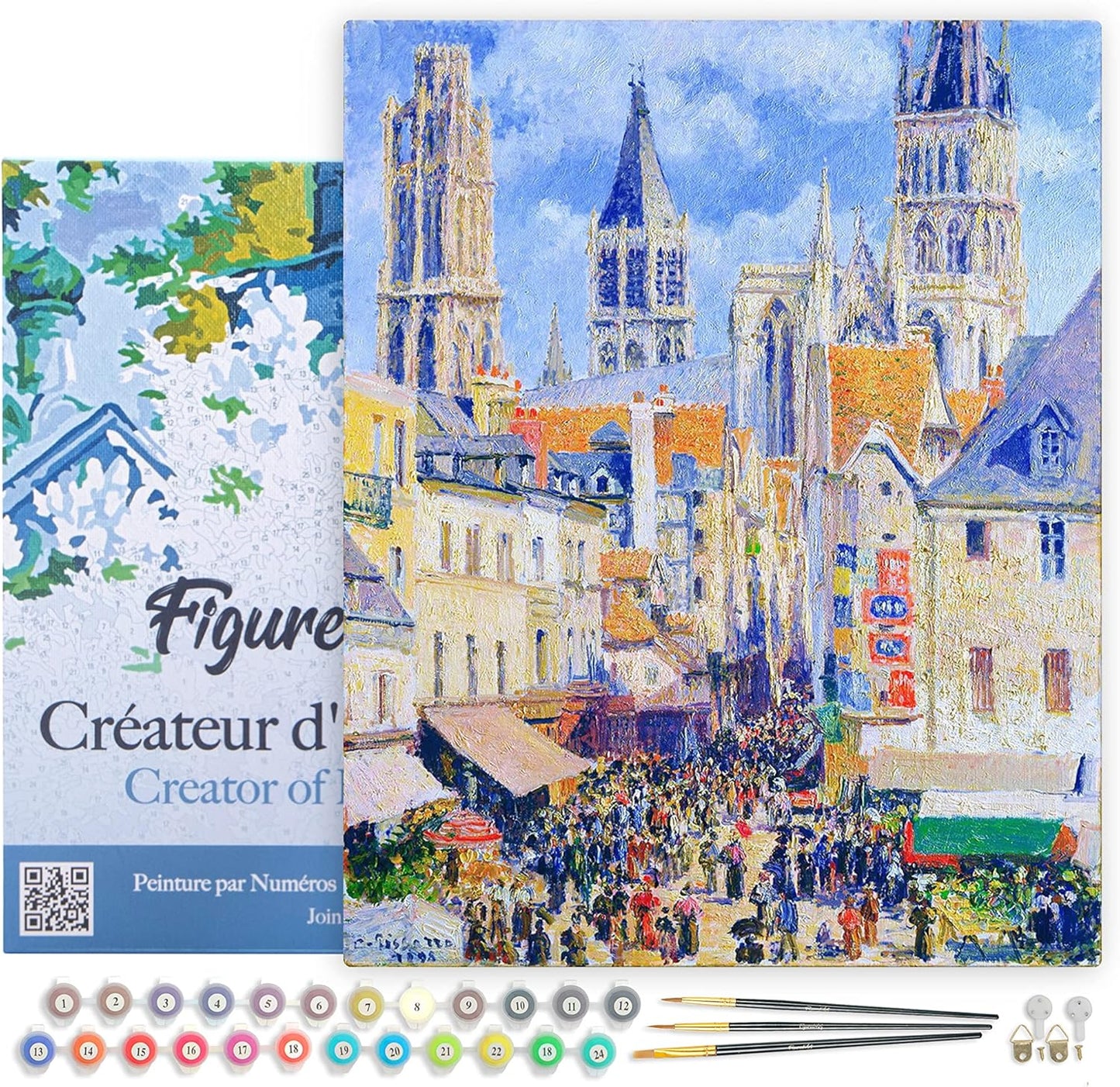 Malen Nach Zahlen Set Rue de lÉpicerie, Rue de l’Épicerie in Rouen 40x50cm Mit Rahmen (bereits gespannt)