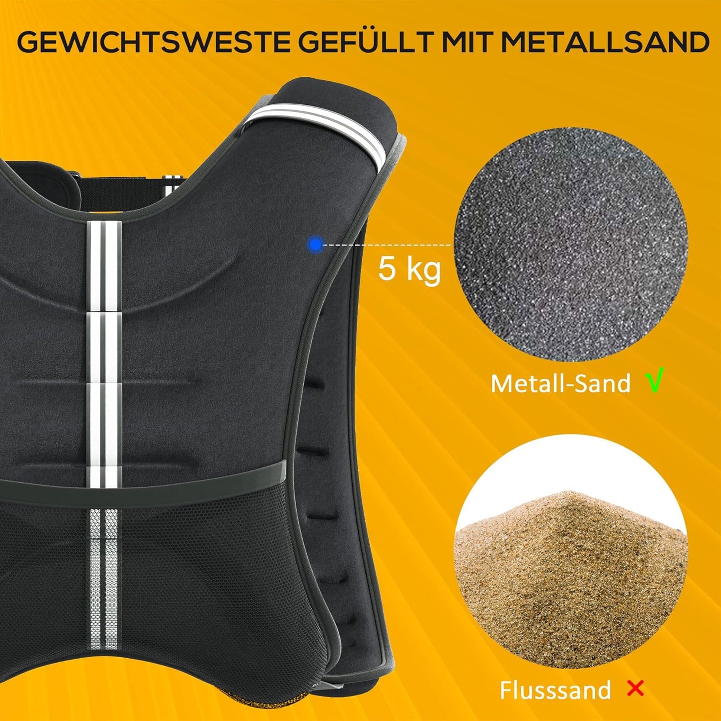 Verstellbare Gewichtsweste für Krafttraining (5 kg), 5 Kilogramm