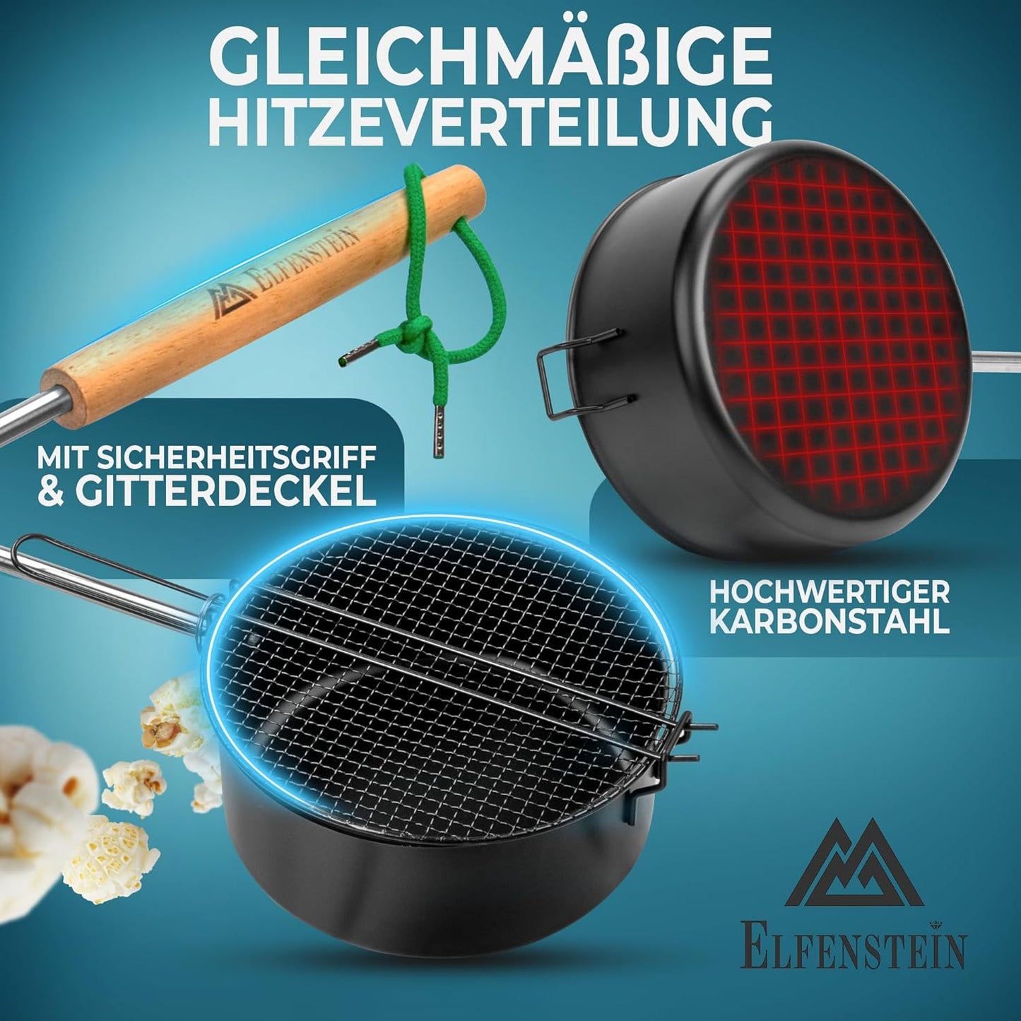 Outdoor-Popcorn-Pfanne für Lagerfeuer und Grill