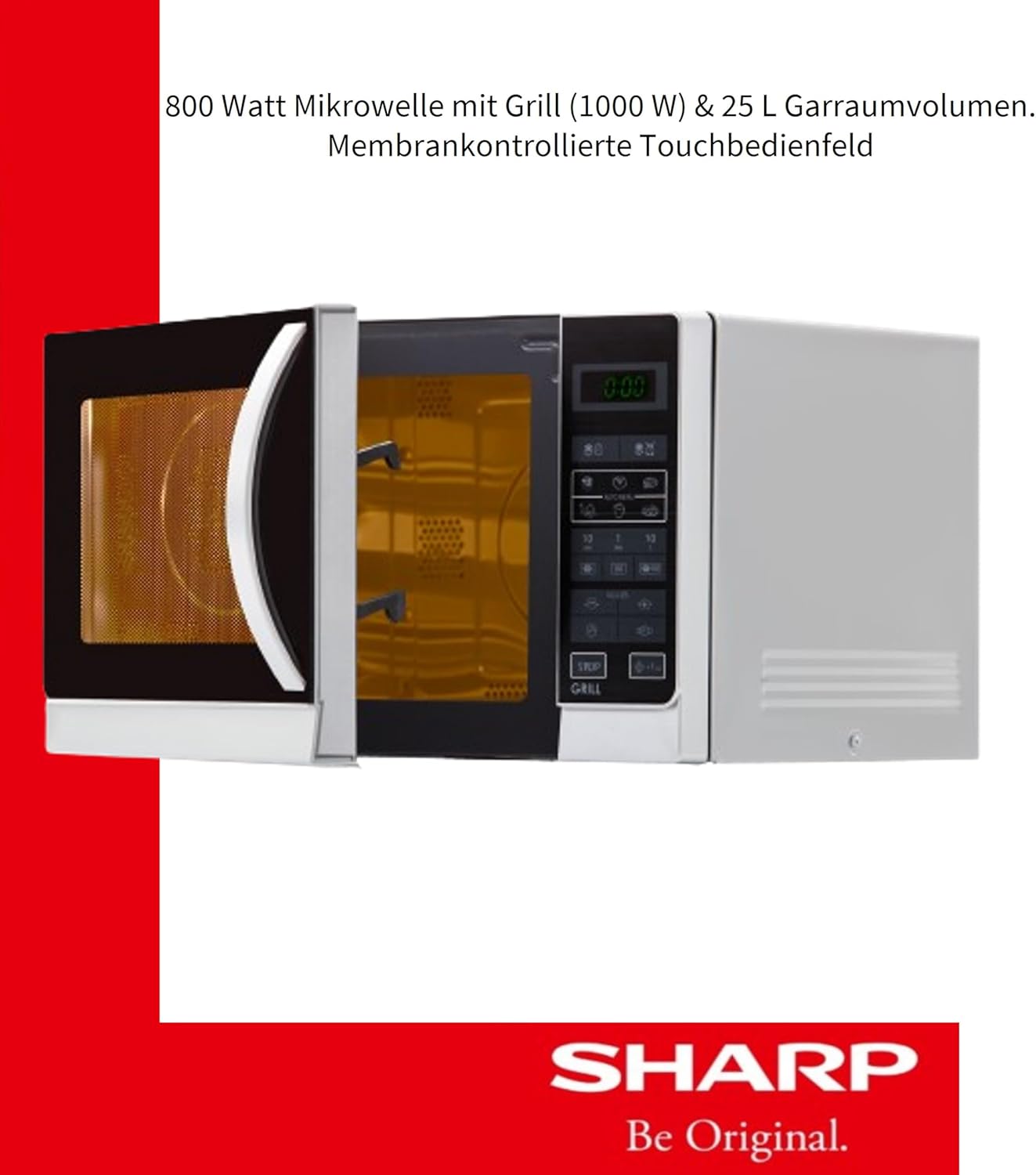 2-in-1 Mikrowelle R742INW mit Grill und LED-Display, Silber, Single