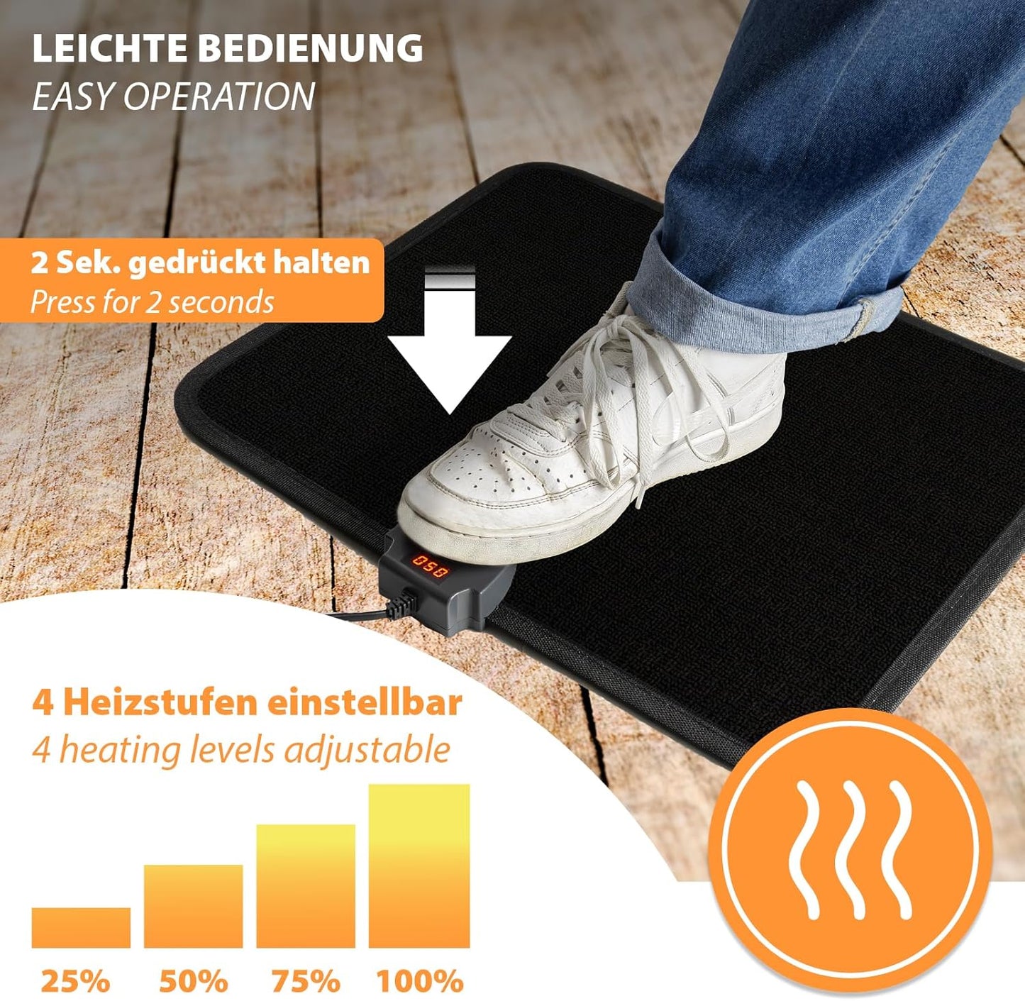 Infrarot-Heizteppich mit Thermostat und Timer, Teppich