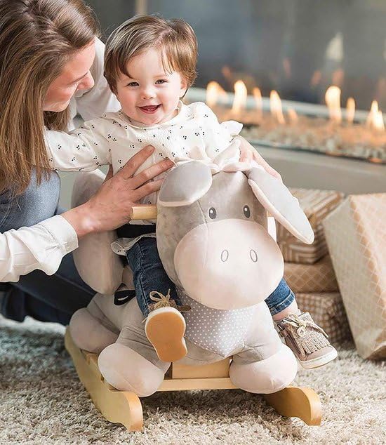 Schaukeltier Esel für Kleinkinder, Esel Cappuccino (Blau)