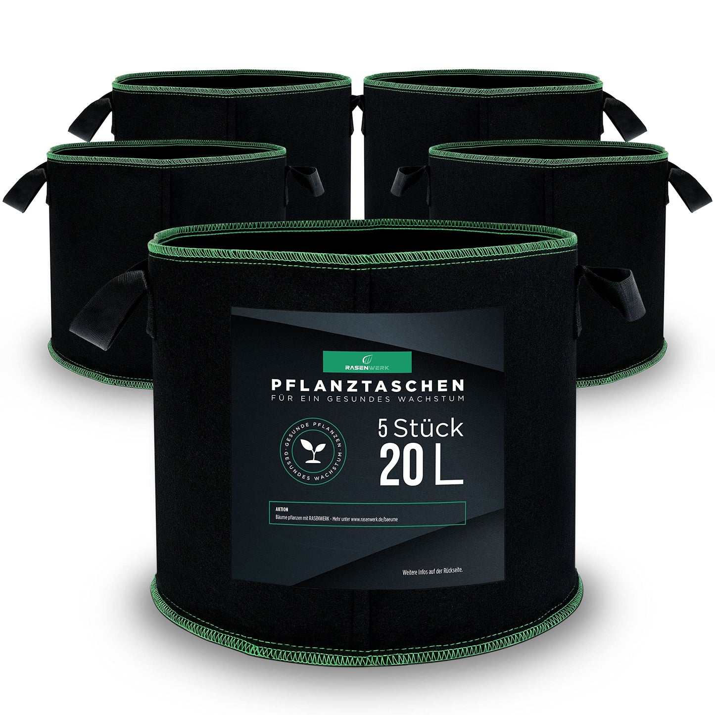 5er-Set Pflanztaschen, 20 Liter