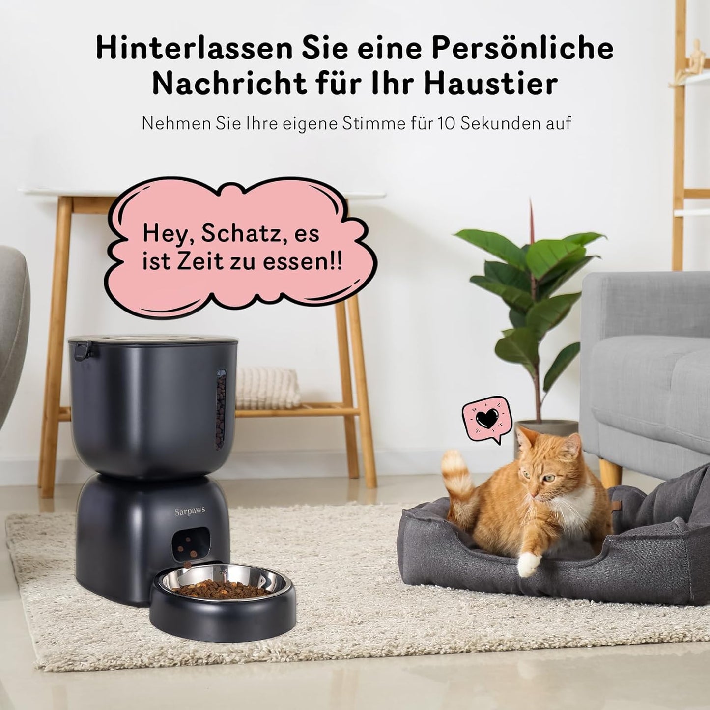 Katzenfutter- und Wasserspender FW1 mit Timer, Black