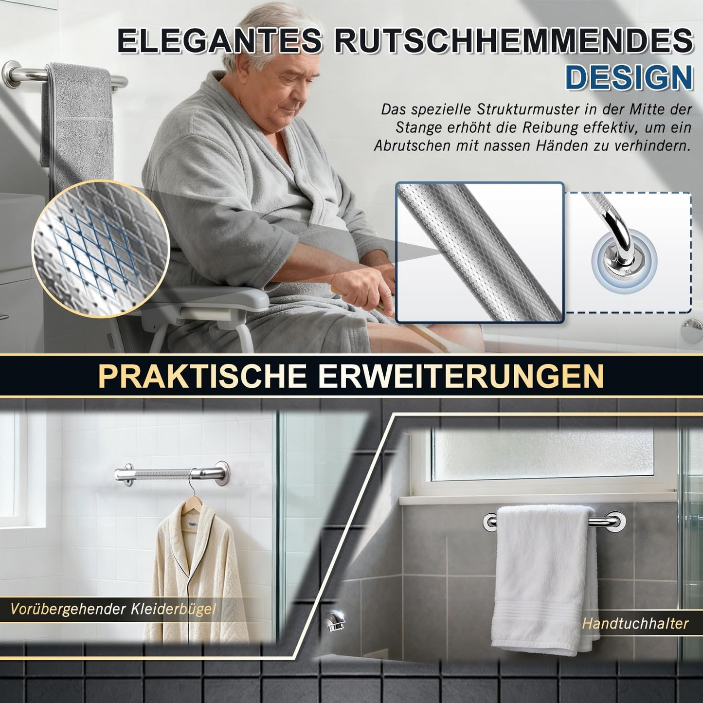 Haltegriff für Bad und Dusche (40 cm), 40 cm