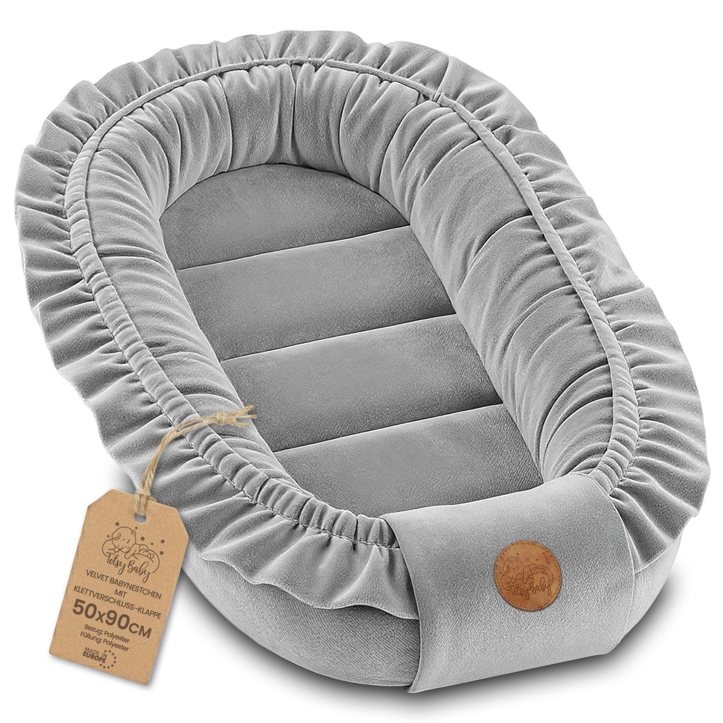 Babynestchen für Neugeborene, Grau 90x50 cm (1er Pack)