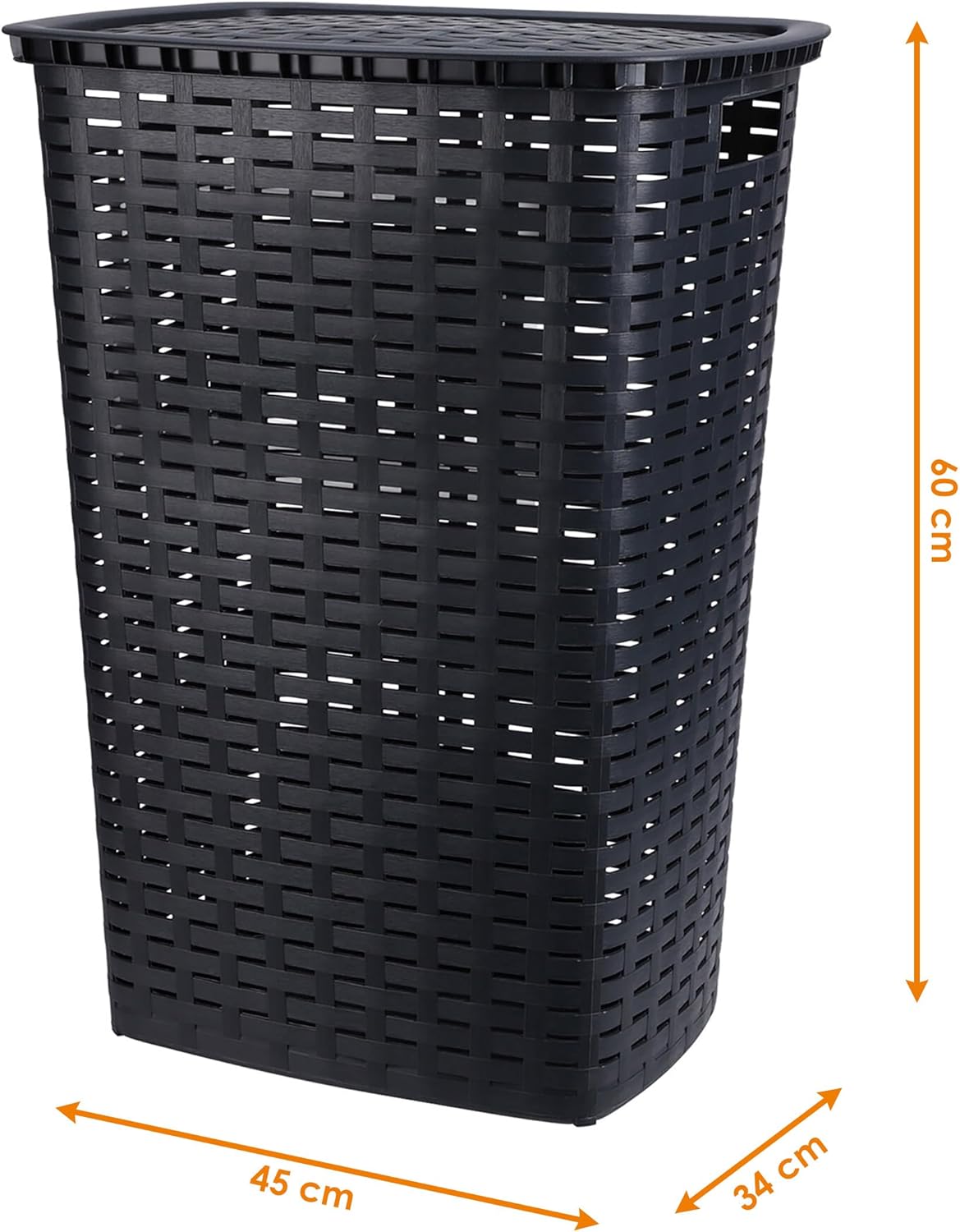 Wäschesammler in Rattan-Optik mit Deckel, Anthrazit