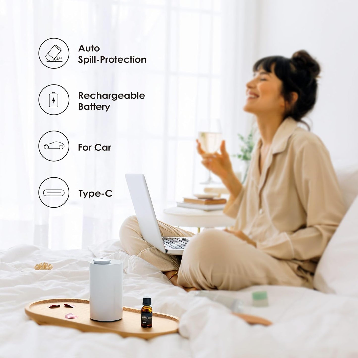 Wasserloser Aromatherapie-Diffuser AN6 mit Timer-Funktion, 2-weiss