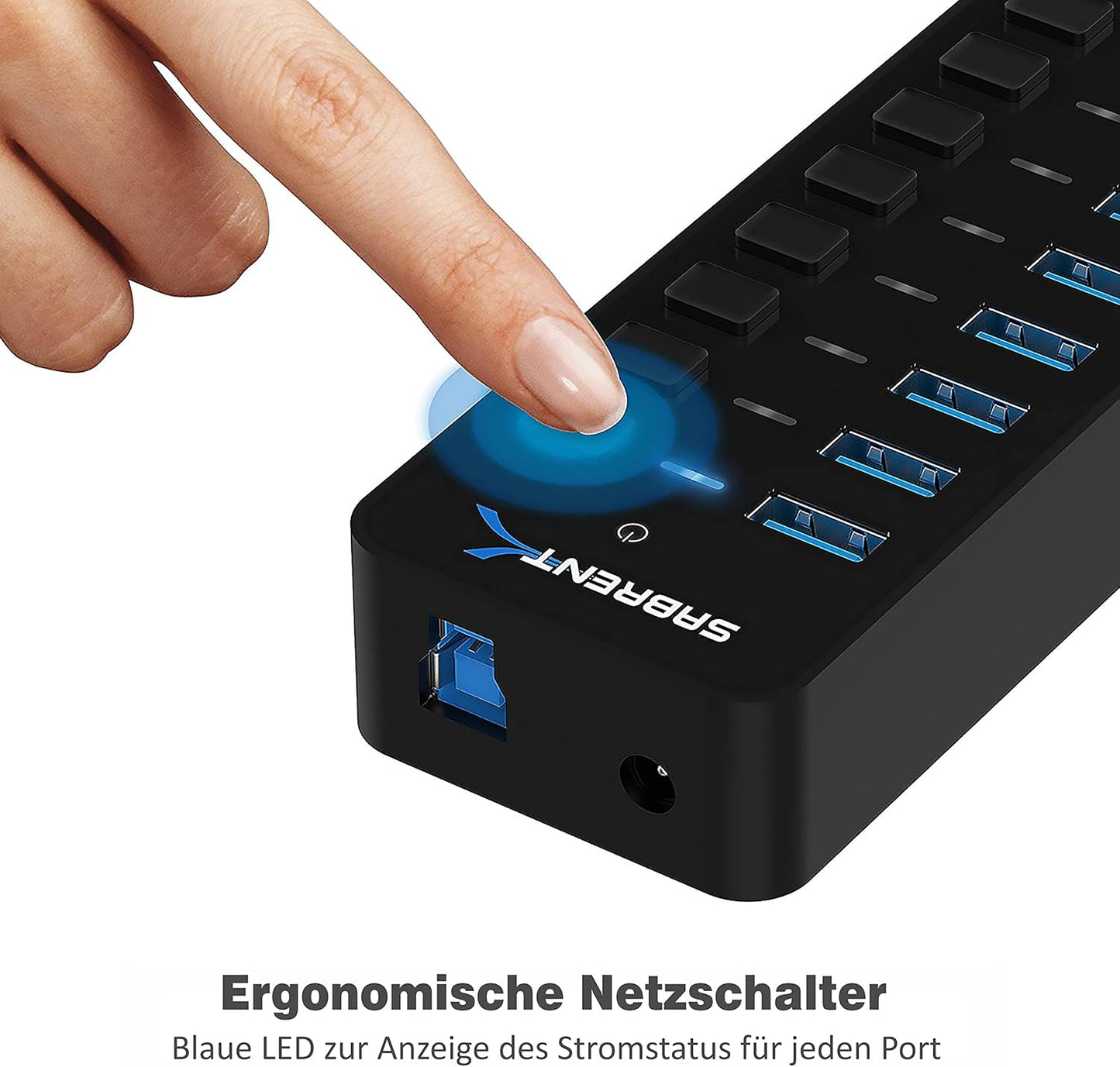 HB-BU10 USB-Hub 3.0 mit Netzteil, 10 Ports, 10 Port + netzteil