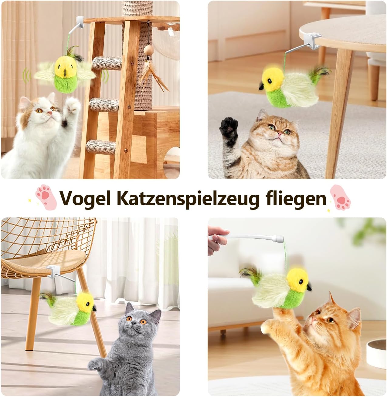 Vogel-Katzenspielzeug mit Katzenminze, grün