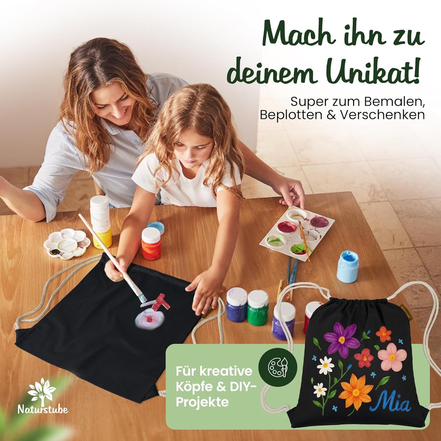 10er-Set Turnbeutel, Schwarz