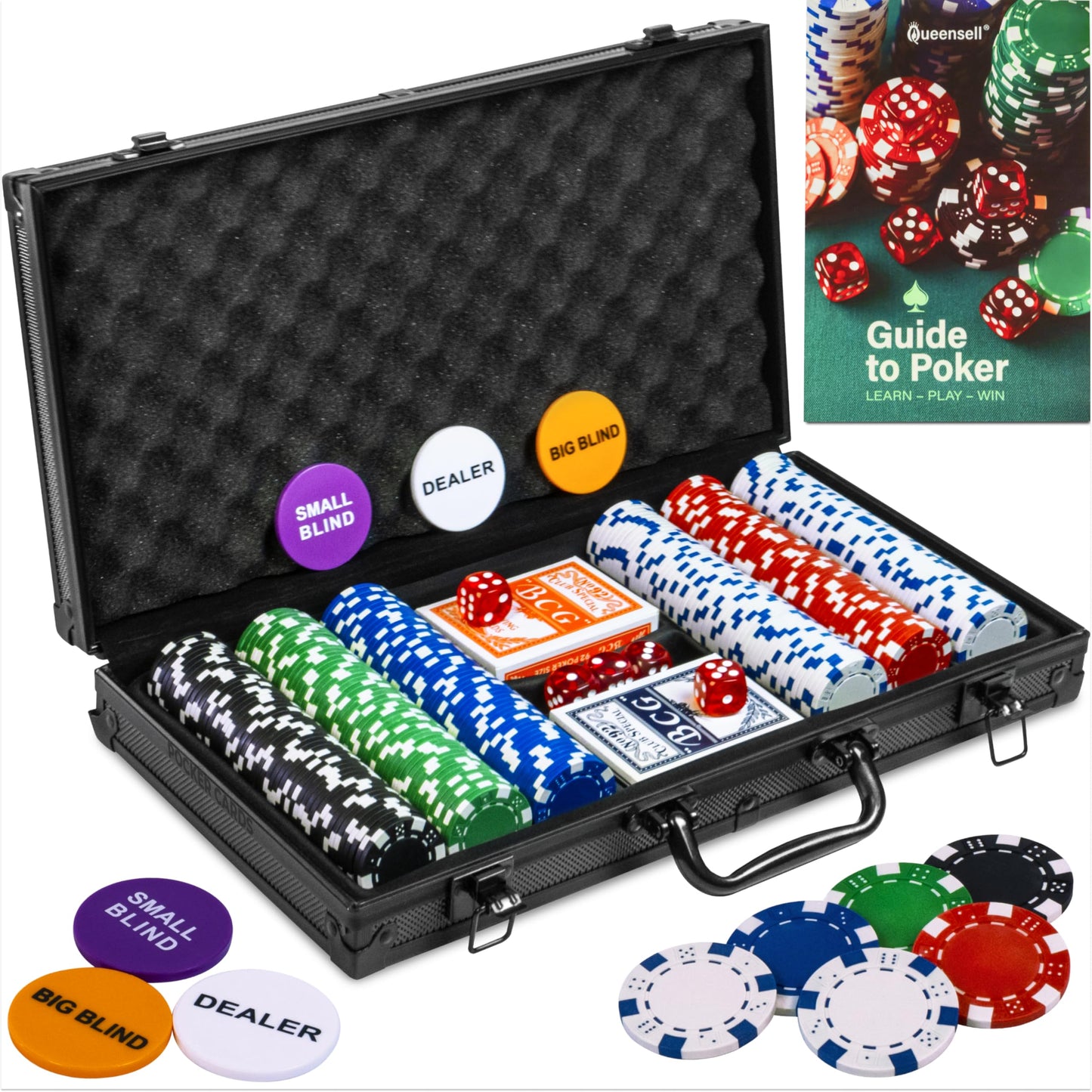 Pokerkoffer Set mit 300 Chips und Zubehör