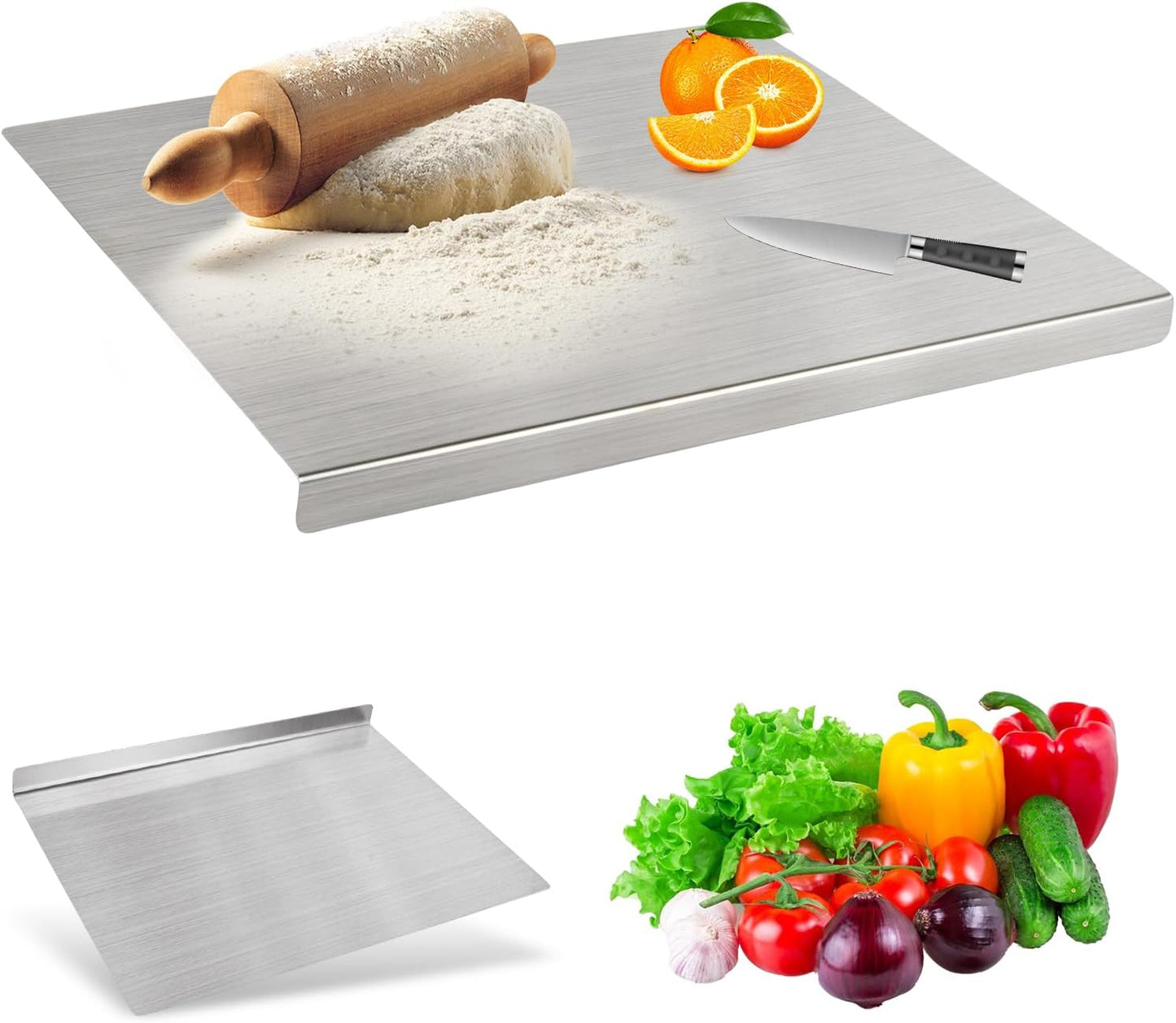 Edelstahl Schneidebrett mit Anschlagkante