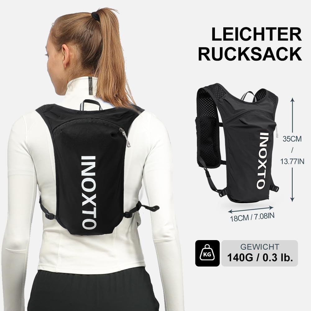 Trinkrucksack mit 1.5l Wasserblase, Schwarz und Weiss Standard