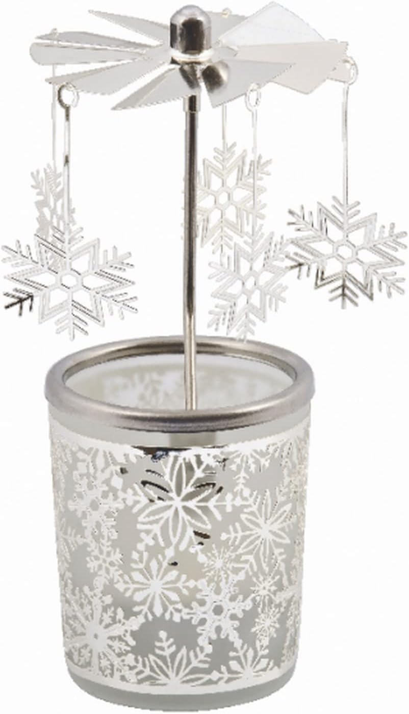 Weihnachtliches Teelichtkarussell Schneeflocke, Silber