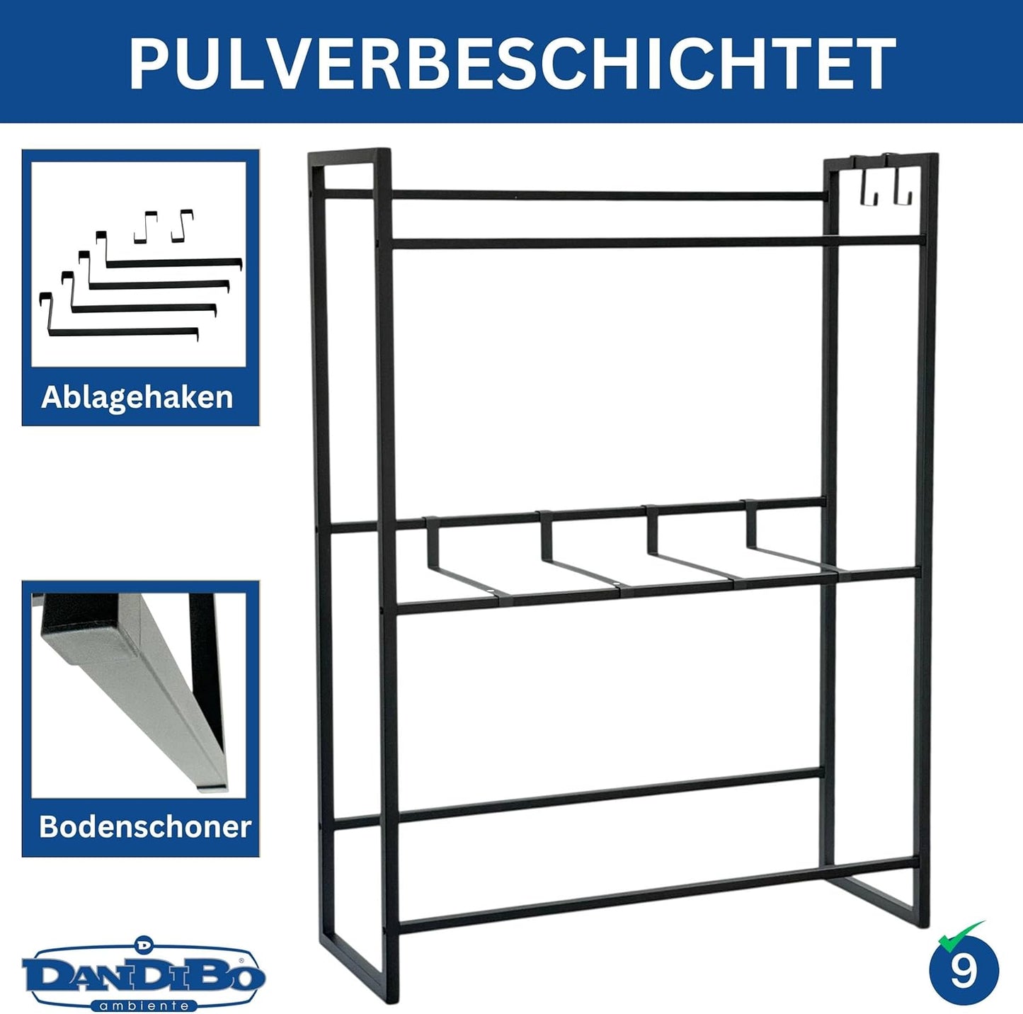 Getränkekistenregal für 9 Kisten, 9 Kisten Breite 105 cm / Hoch 137 cm