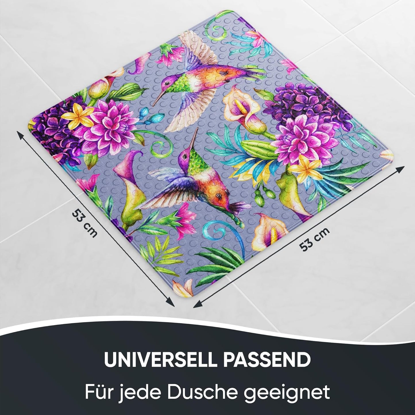 Rutschfeste Badematte 53 x 53 cm (Kolibri), Kolibri