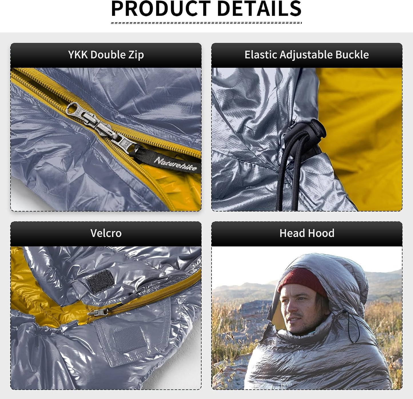 Ultraleichter Daunenschlafsack, CW1000/Grau/M CW1000 (-11℃)