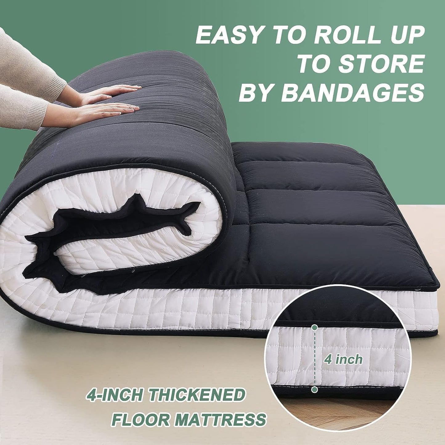 Futon-Matratze, 137*203*10CM Schwarz