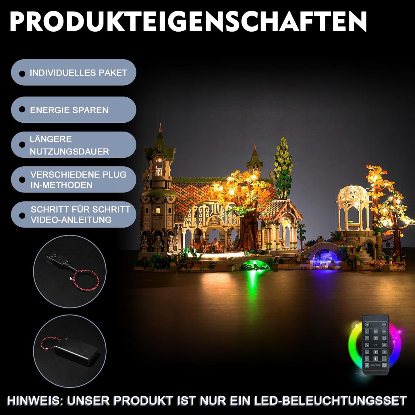 LED Licht Set für LEGO Herr der Ringe: Bruchtal (10316) inkl. Fernbedienung, 10316 Rivendell-Fernbedienung 2