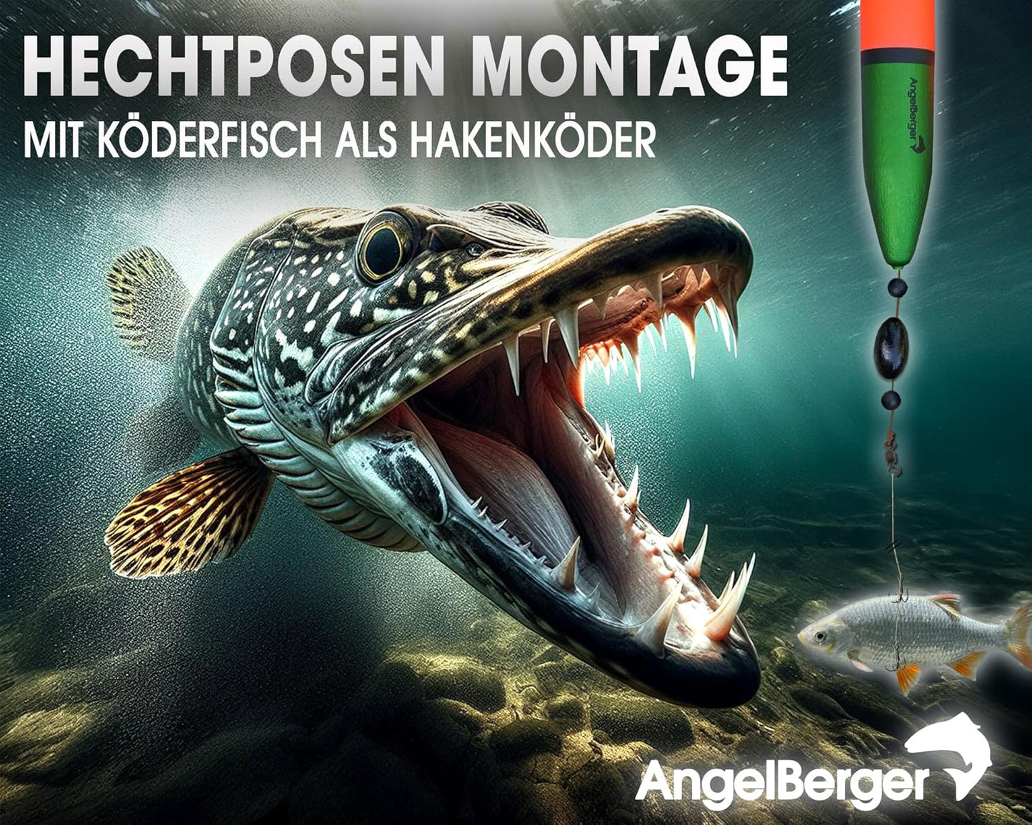 Steck Angelset Rute Rolle mit Zubehör für Hecht, Angelset Hecht