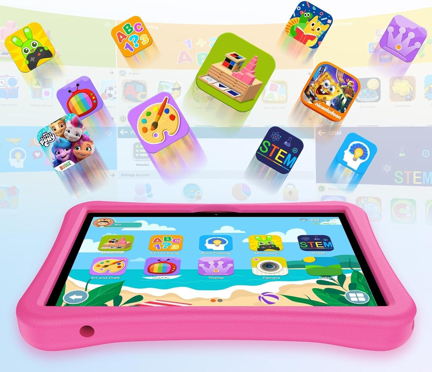 Kinder-Tablet mit Elterlicher Kontrolle, Pink