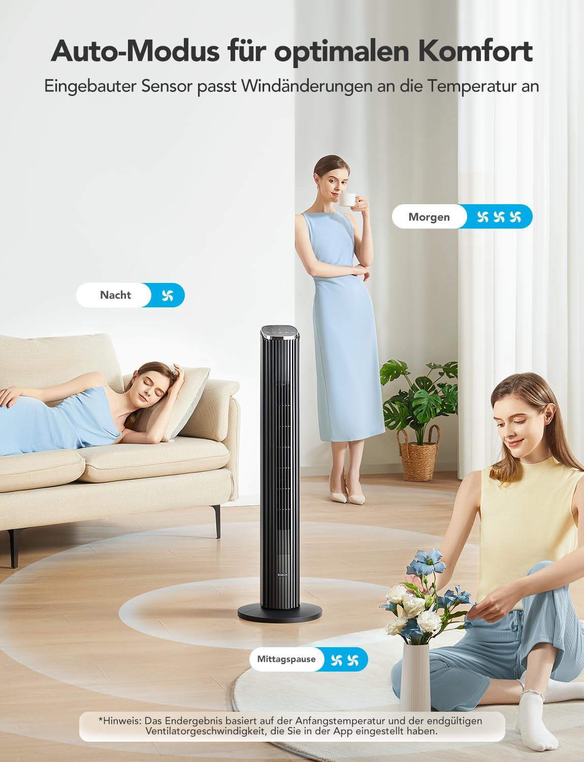 Intelligenter Turmventilator mit App-Steuerung