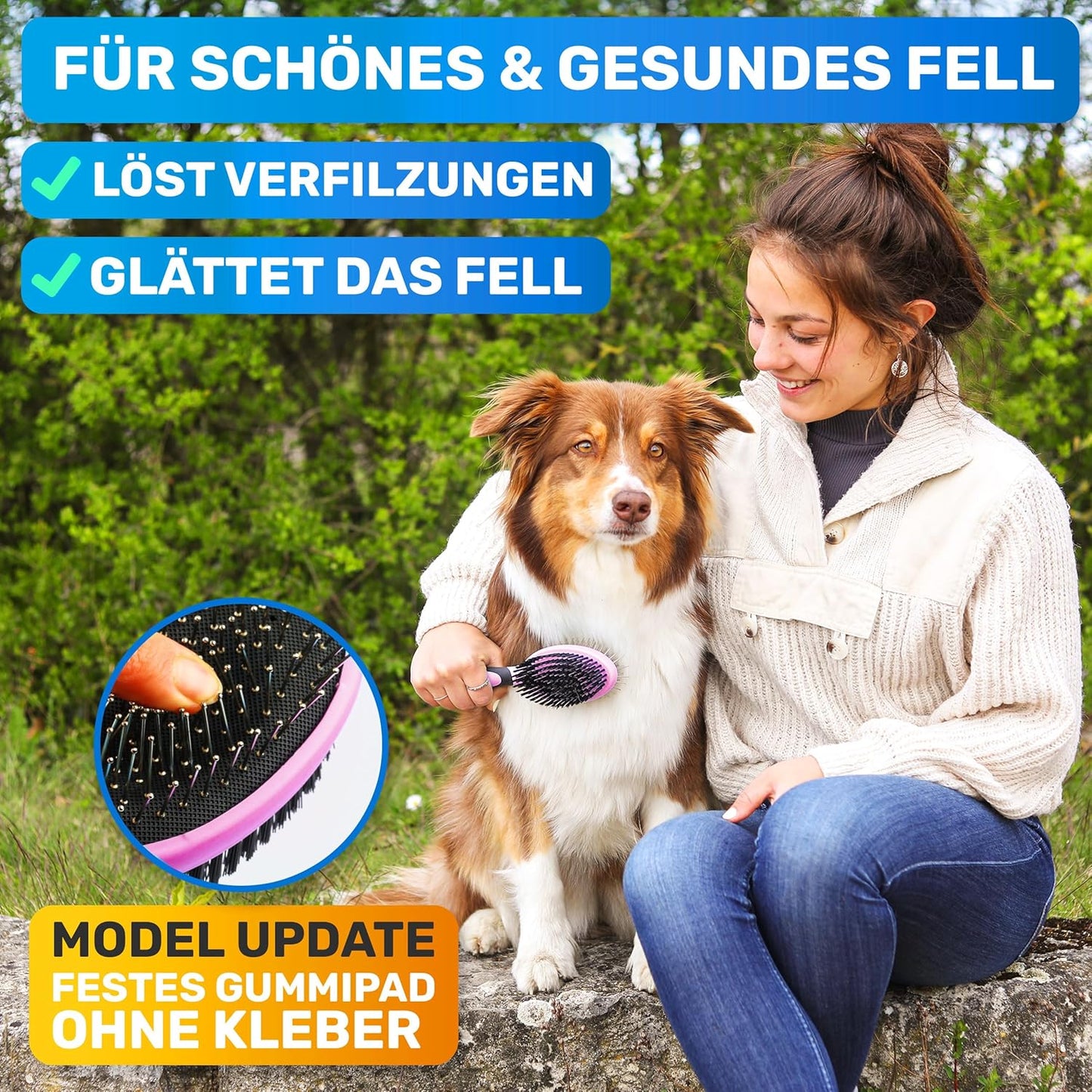 Doppelseitige Hundebürste, Rosa