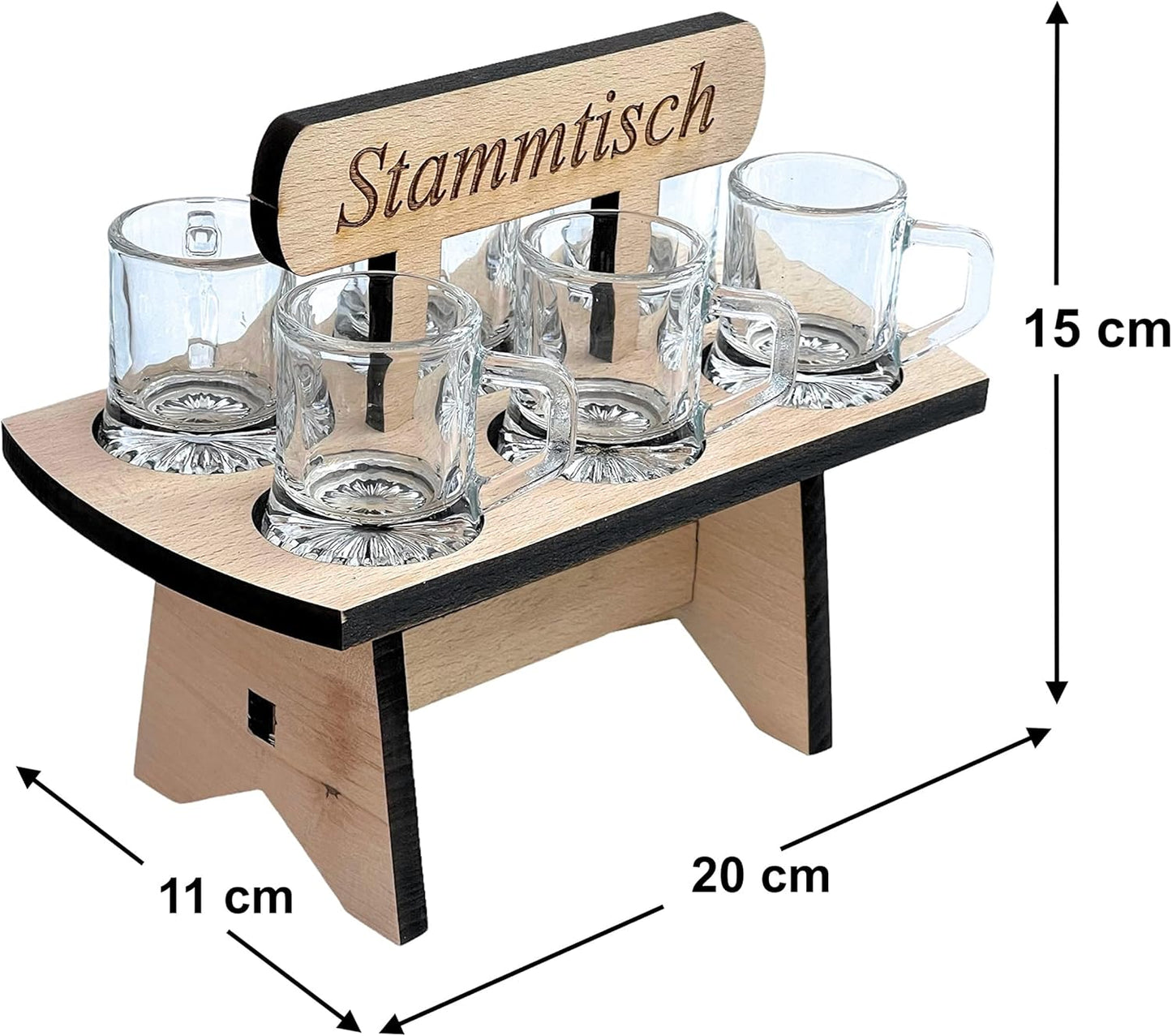 Schnapsbrett mit 6 Gläsern