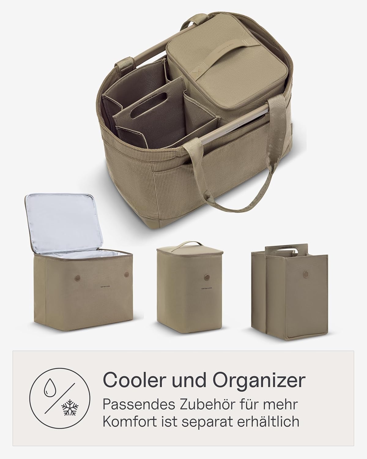 Faltbarer Einkaufskorb Vaasa, Cord Dusty Khaki