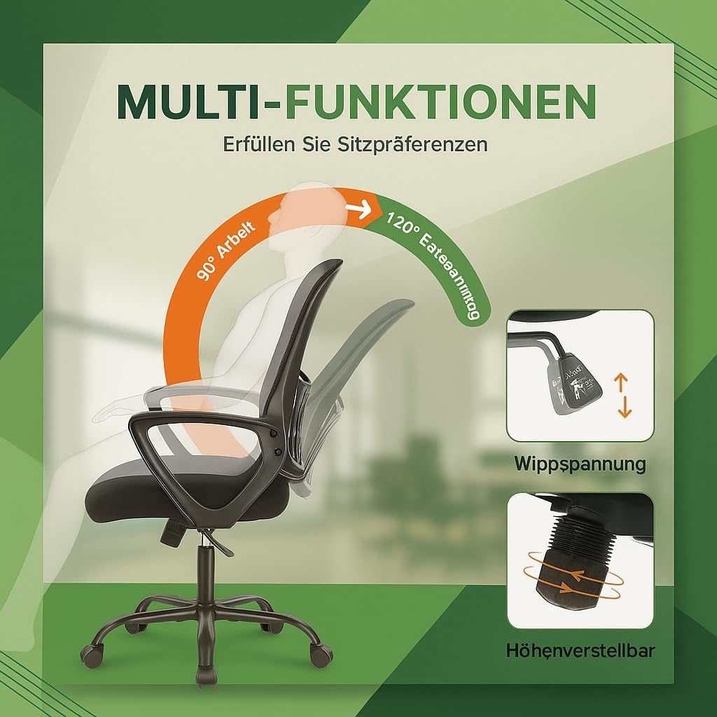 Ergonomischer Schreibtischstuhl, Schwarz